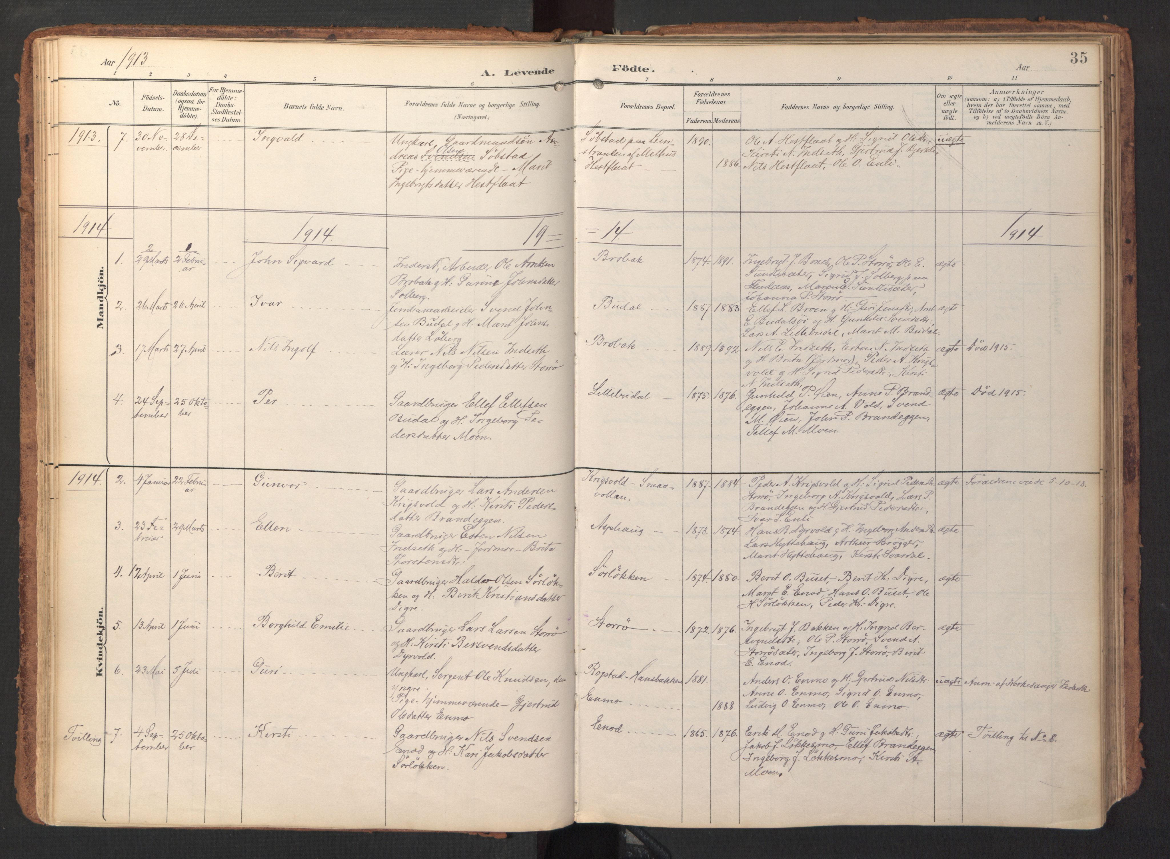 Ministerialprotokoller, klokkerbøker og fødselsregistre - Sør-Trøndelag, SAT/A-1456/690/L1050: Parish register (official) no. 690A01, 1889-1929, p. 35