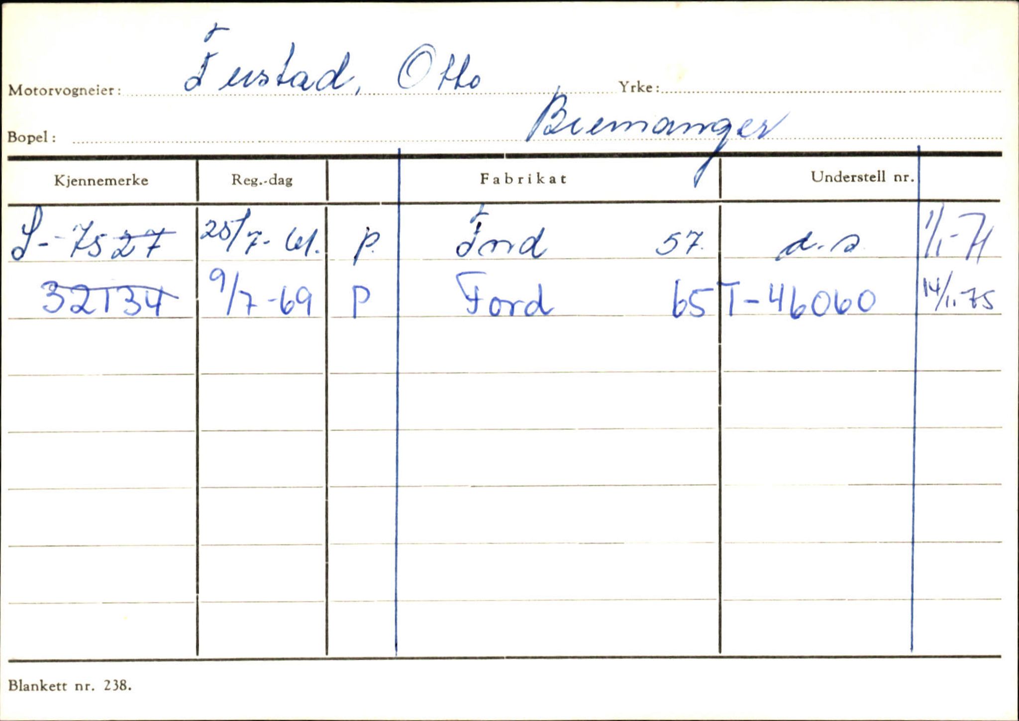 Statens vegvesen, Sogn og Fjordane vegkontor, SAB/A-5301/4/F/L0133: Eigarregister Bremanger A-Å. Gaular A-H, 1945-1975, p. 319