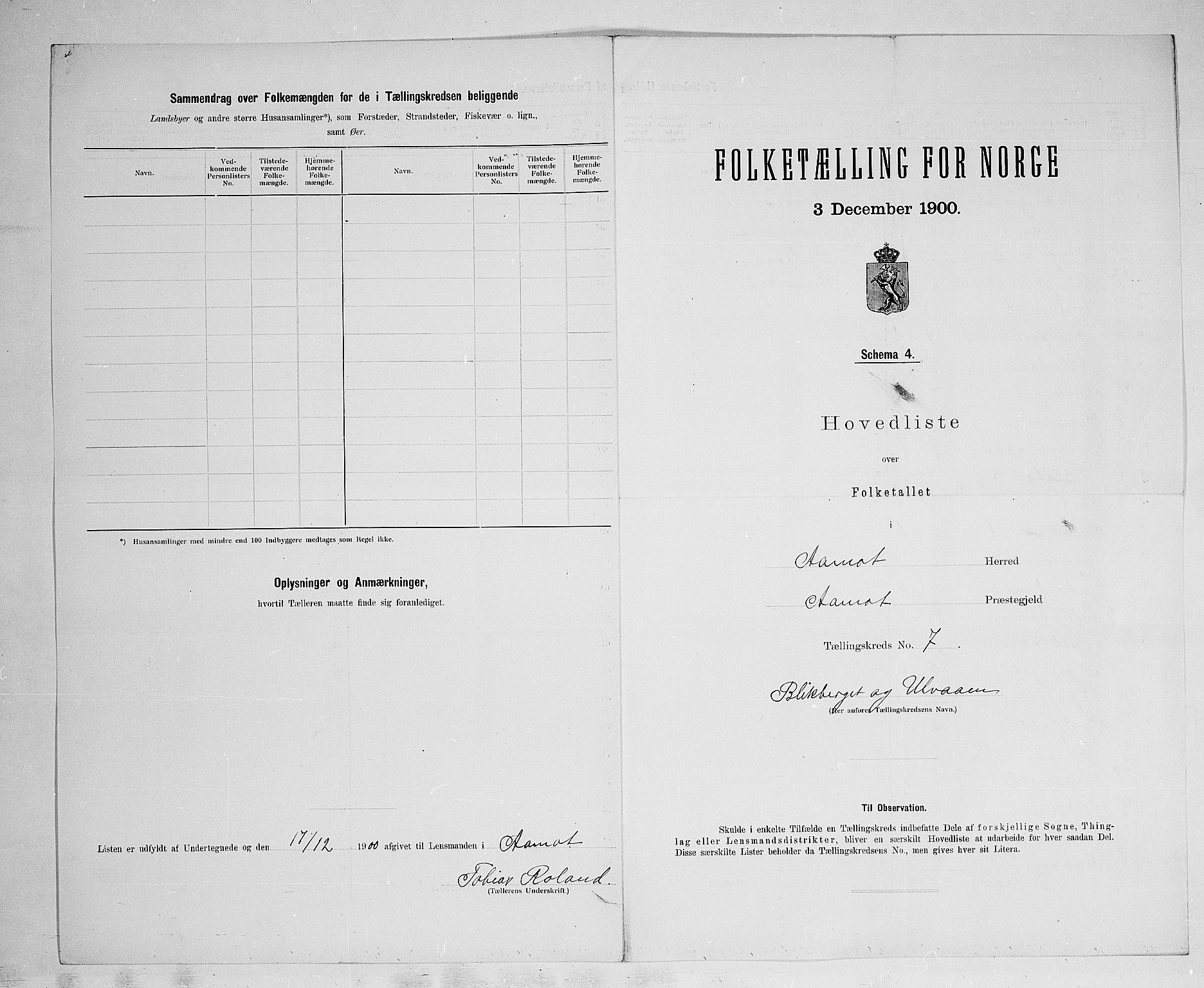 SAH, 1900 census for Åmot, 1900, p. 33