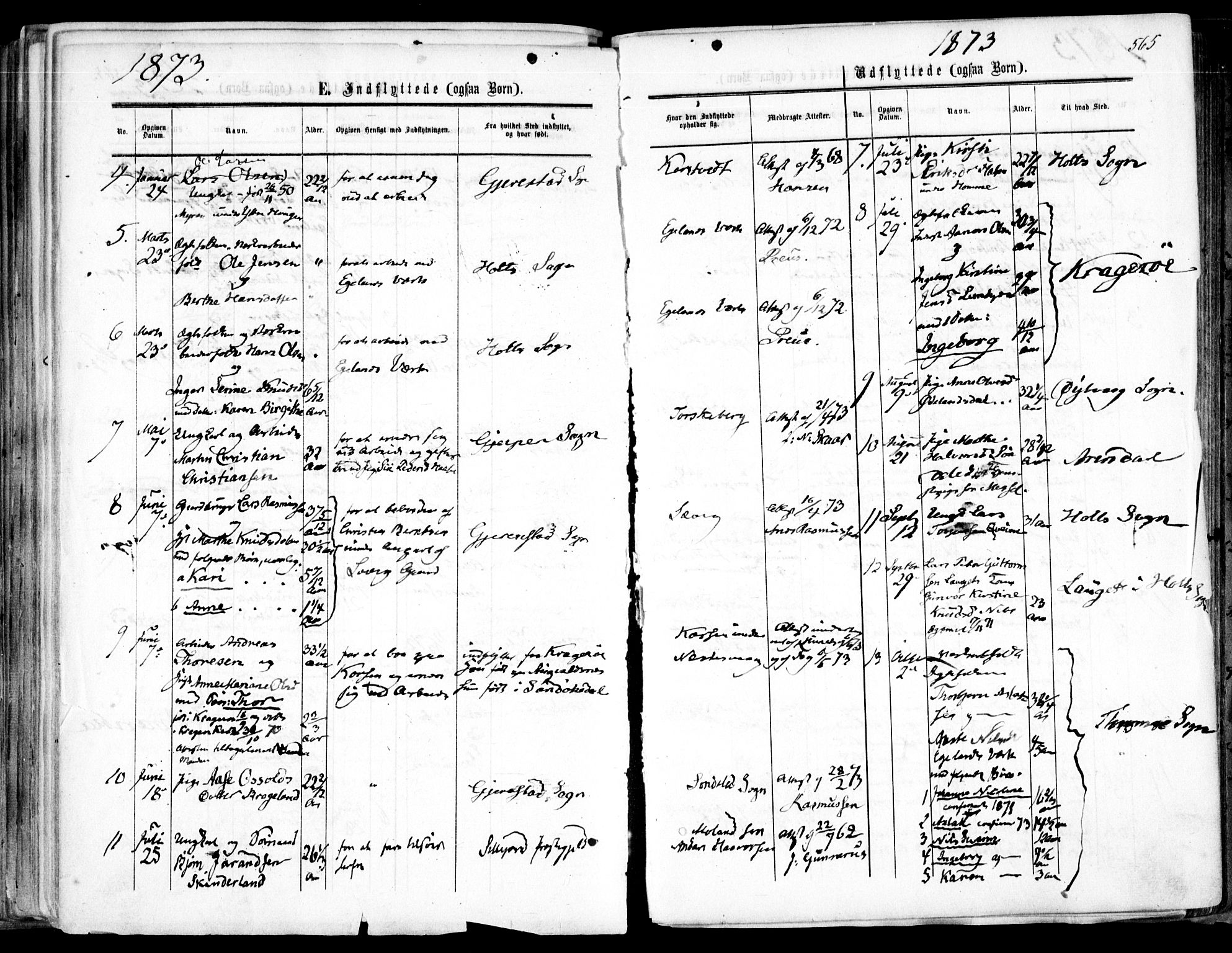 Søndeled sokneprestkontor, SAK/1111-0038/F/Fa/L0003: Parish register (official) no. A 3, 1861-1879, p. 565