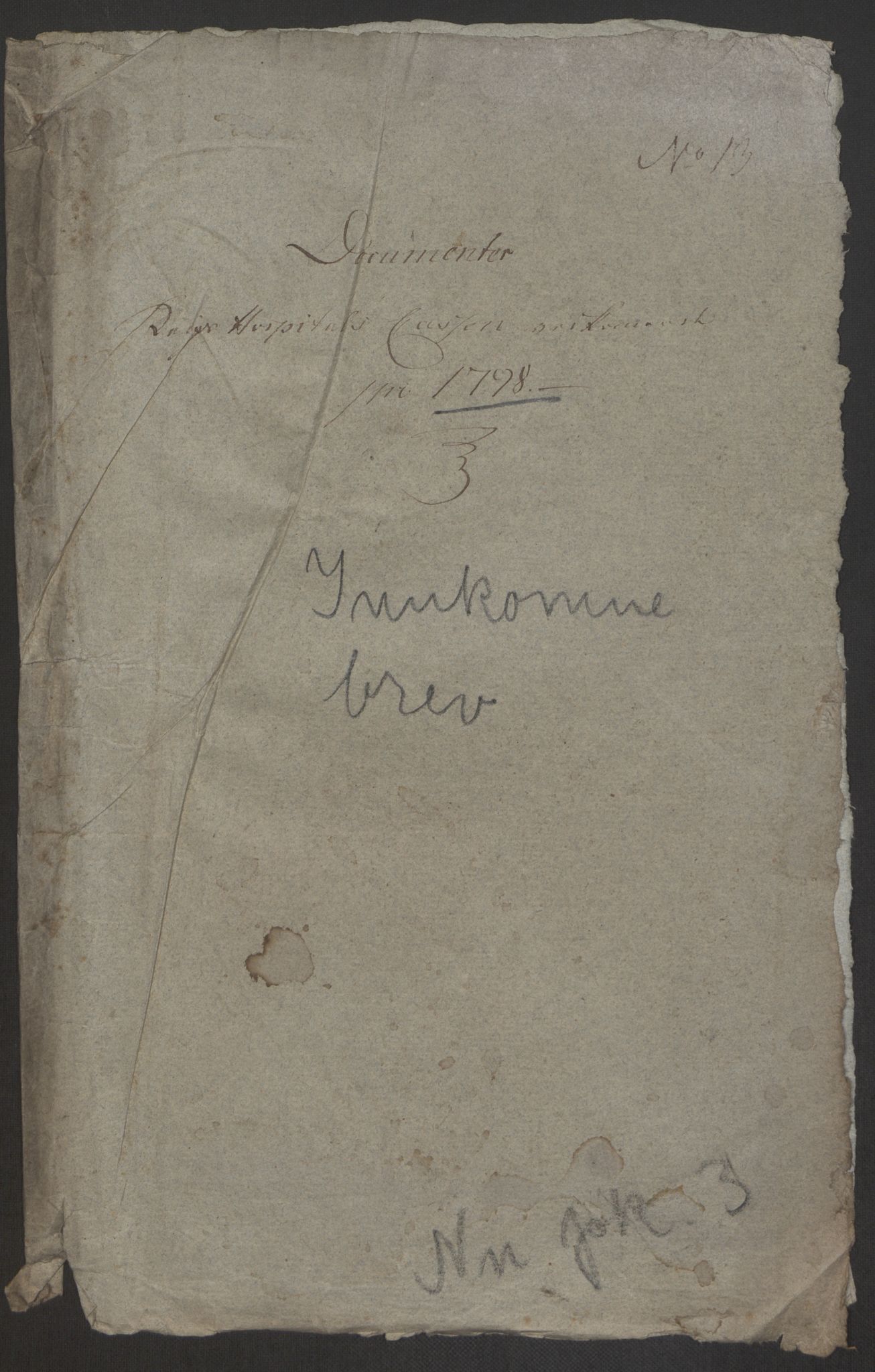 Forsvaret, Den norske kvesthuskasse/krigshospitalkasse, AV/RA-RAFA-1887/F/Fa/L0017: Innkomne brev:, 1782-1807, p. 205