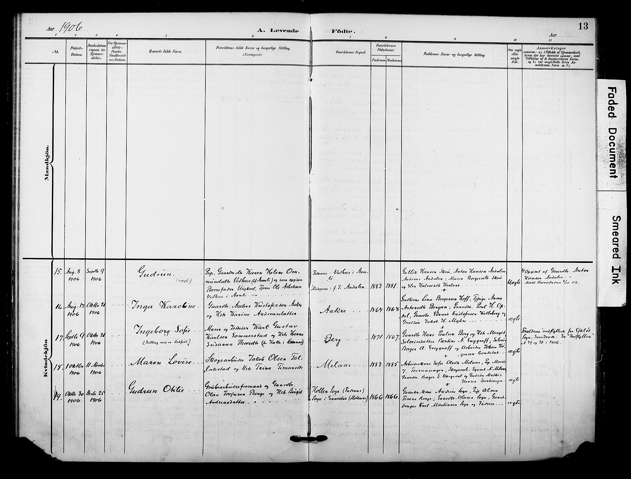 Lardal kirkebøker, SAKO/A-350/F/Fb/L0002: Parish register (official) no. II 2, 1903-1911, p. 13