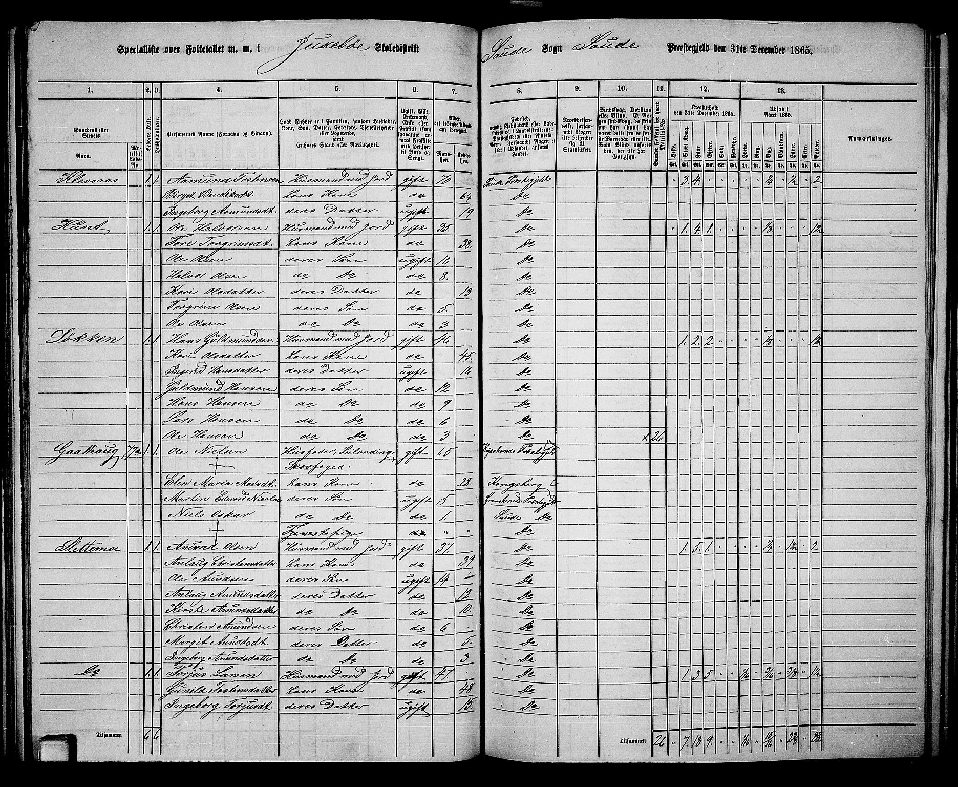 RA, 1865 census for Sauherad, 1865, p. 68