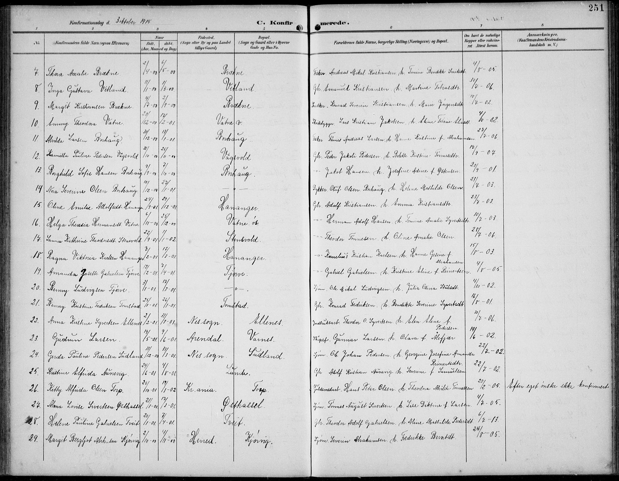 Lista sokneprestkontor, AV/SAK-1111-0027/F/Fb/L0005: Parish register (copy) no. B 5, 1892-1923, p. 251