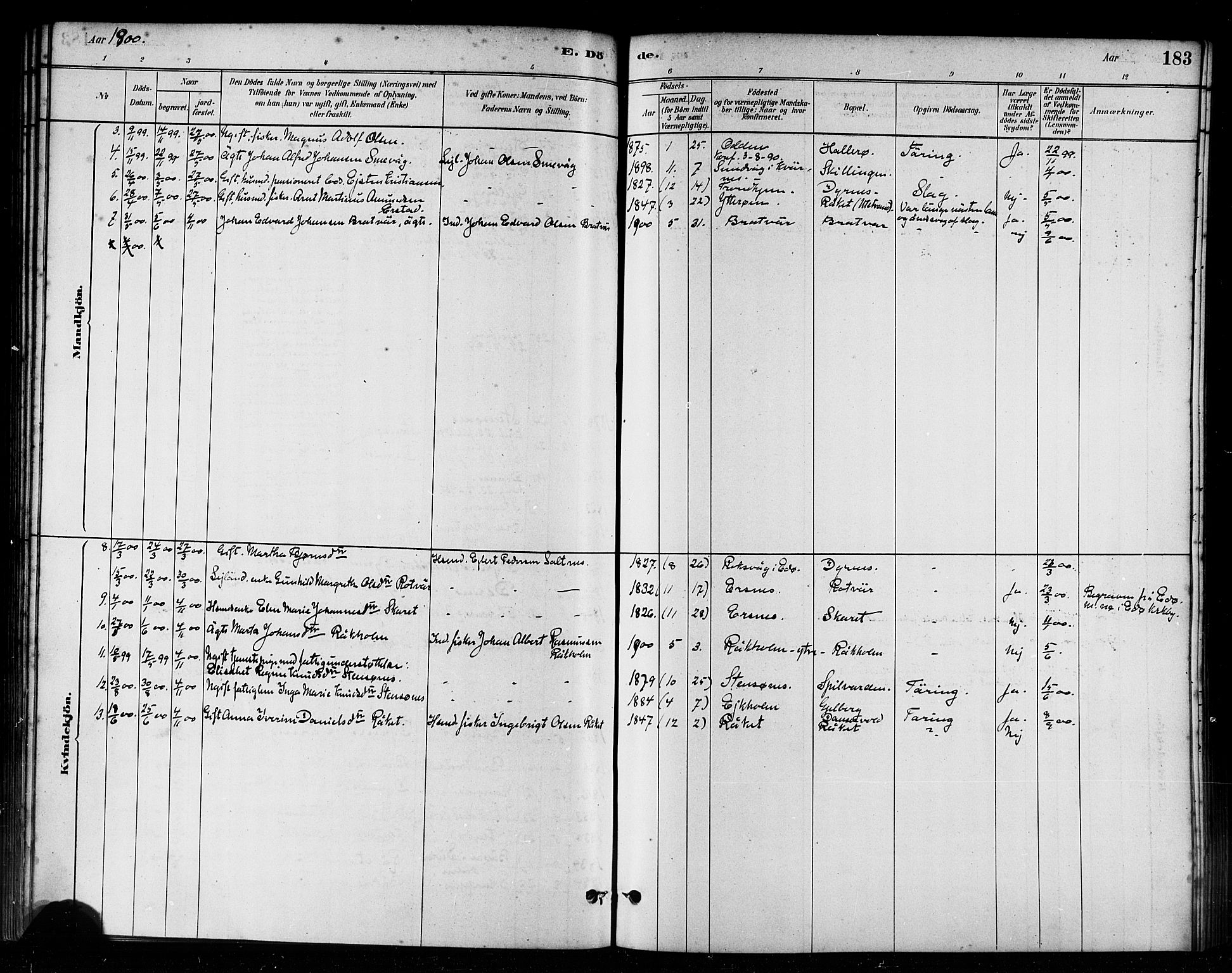 Ministerialprotokoller, klokkerbøker og fødselsregistre - Møre og Romsdal, AV/SAT-A-1454/582/L0947: Parish register (official) no. 582A01, 1880-1900, p. 183