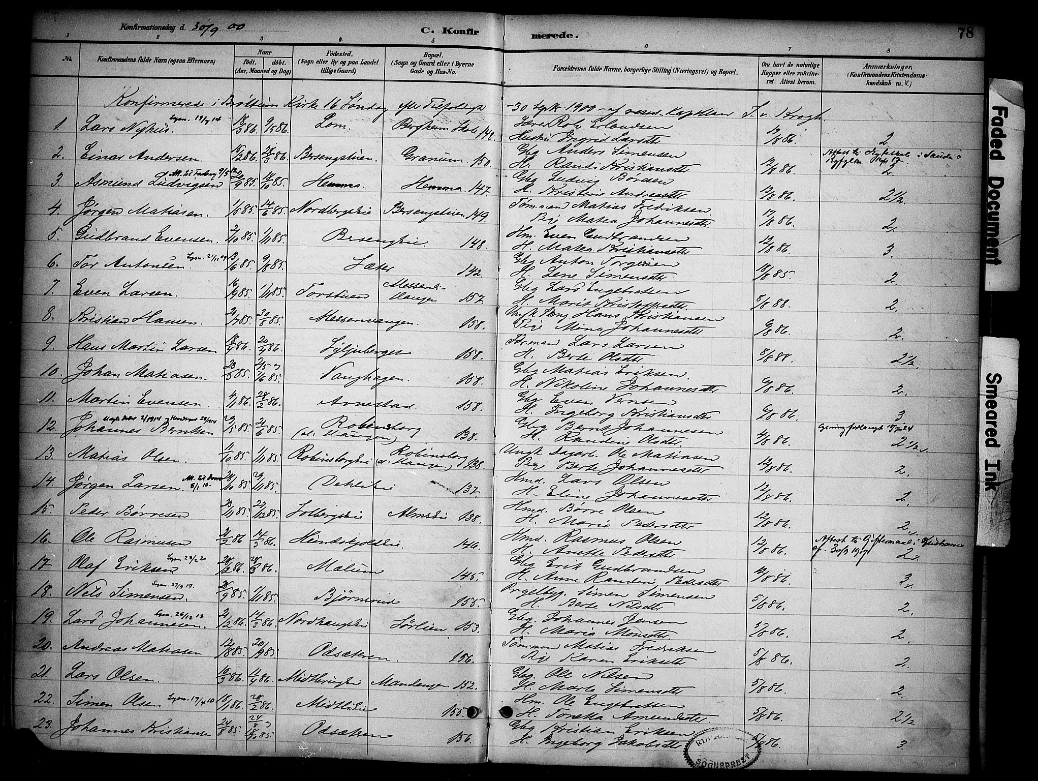 Ringsaker prestekontor, AV/SAH-PREST-014/K/Ka/L0015: Parish register (official) no. 15, 1891-1904, p. 78