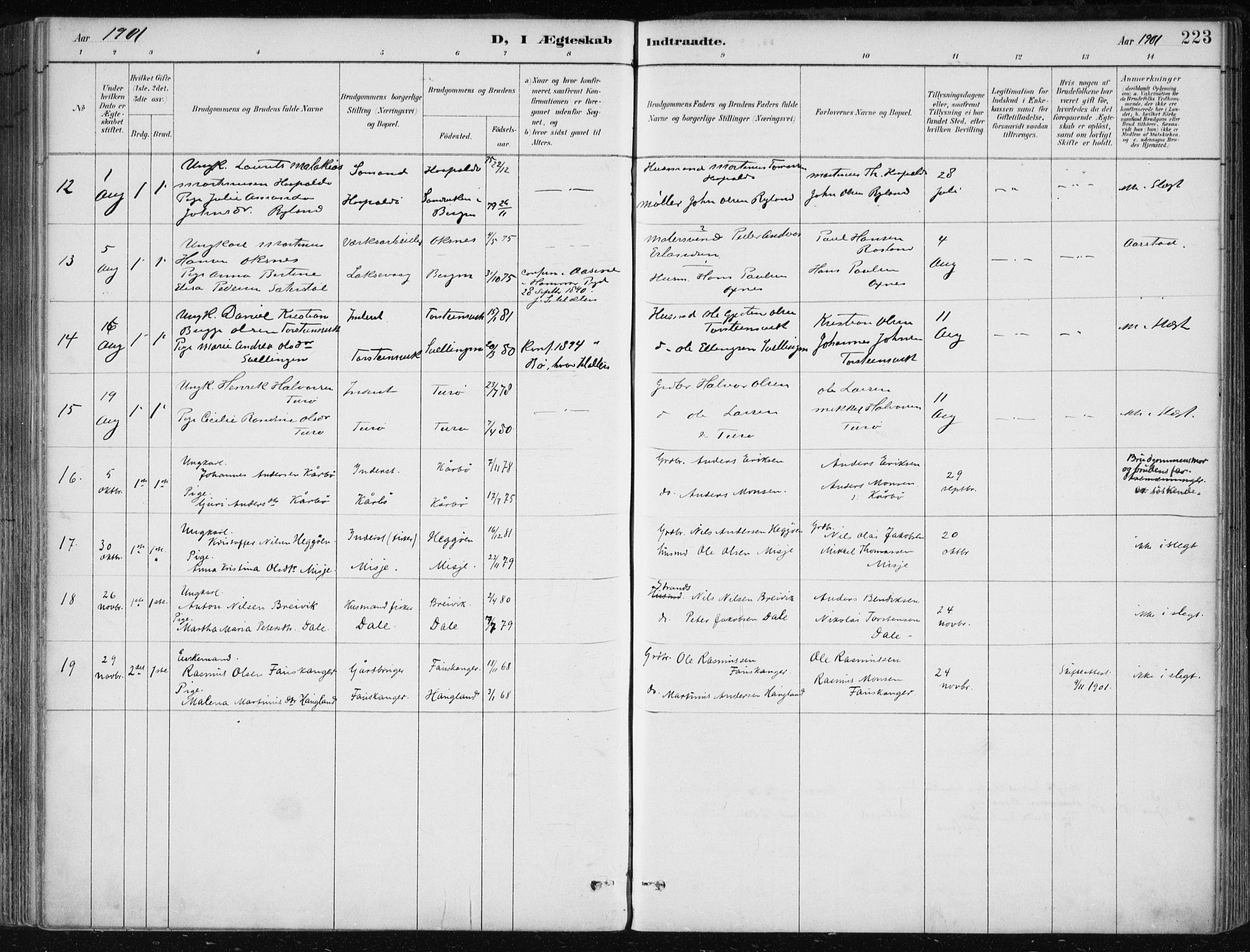 Herdla Sokneprestembete, SAB/A-75701/H/Haa: Parish register (official) no. A 4, 1891-1905, p. 223