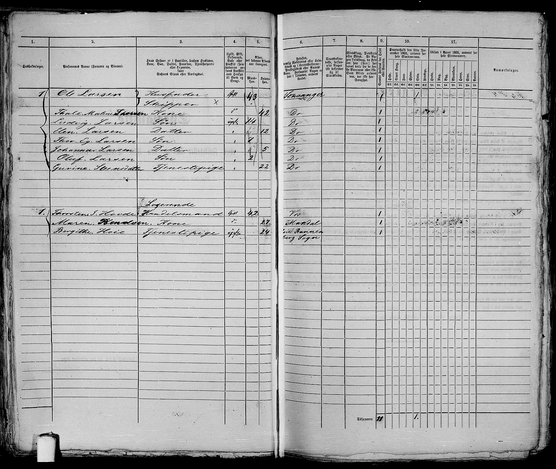 RA, 1865 census for Stavanger, 1865, p. 69