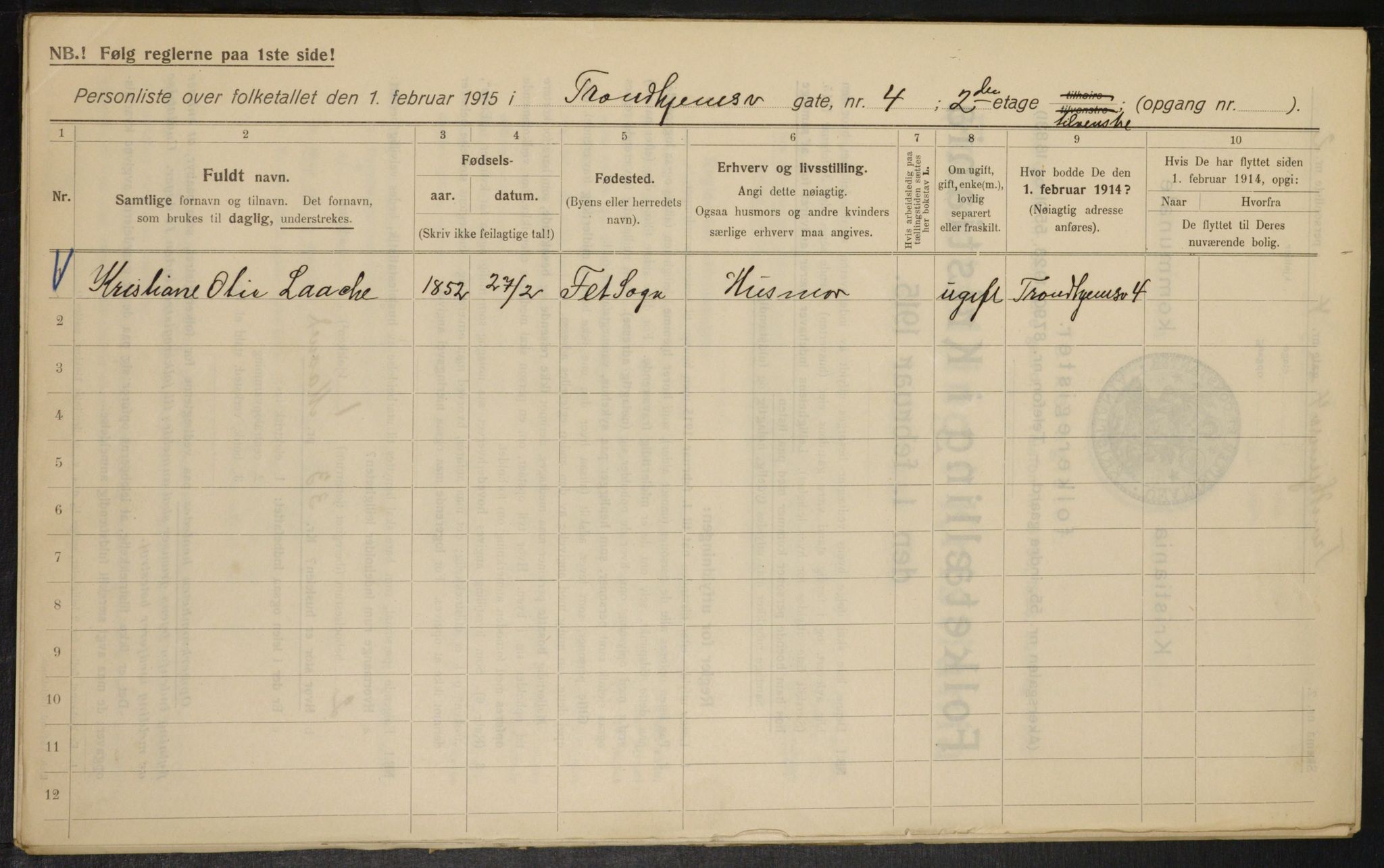 OBA, Municipal Census 1915 for Kristiania, 1915, p. 116212