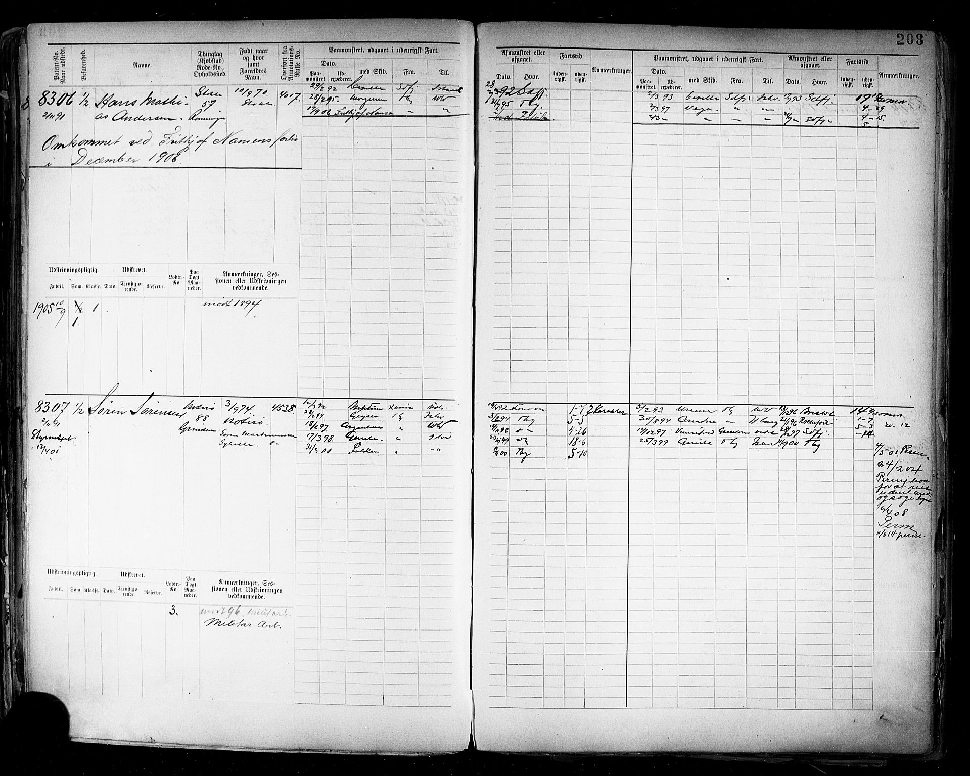 Tønsberg innrulleringskontor, AV/SAKO-A-786/F/Fc/Fca/L0010: Hovedrulle Patent nr. 7896-9037, 1889-1900, p. 211