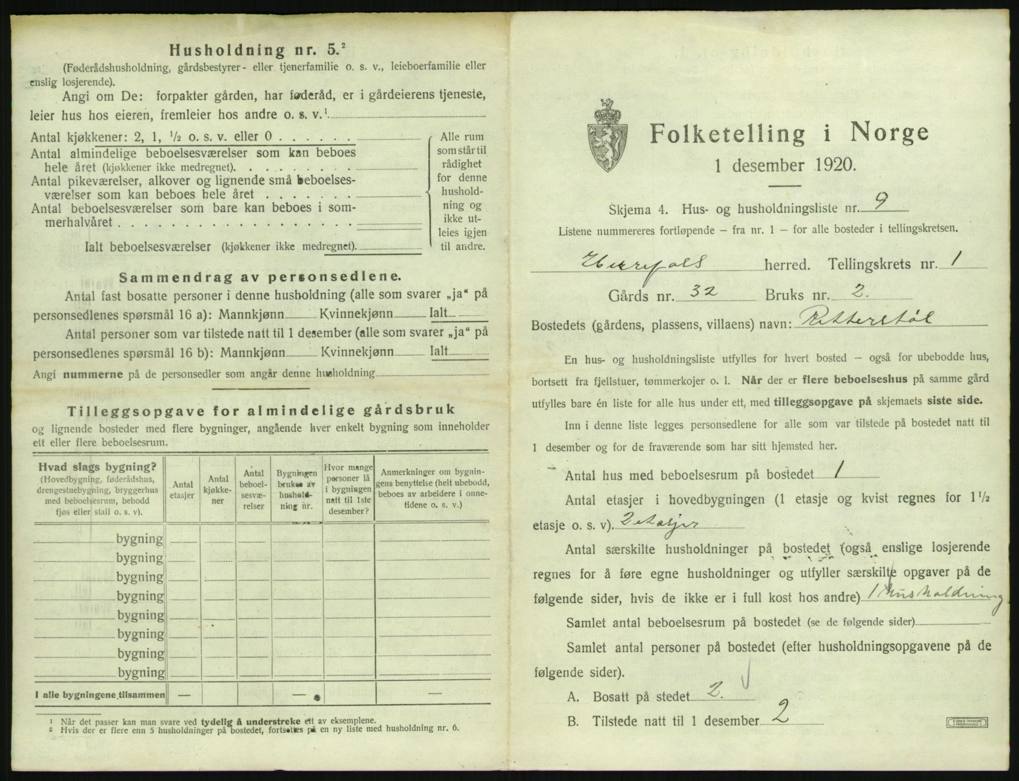 SAK, 1920 census for Herefoss, 1920, p. 44