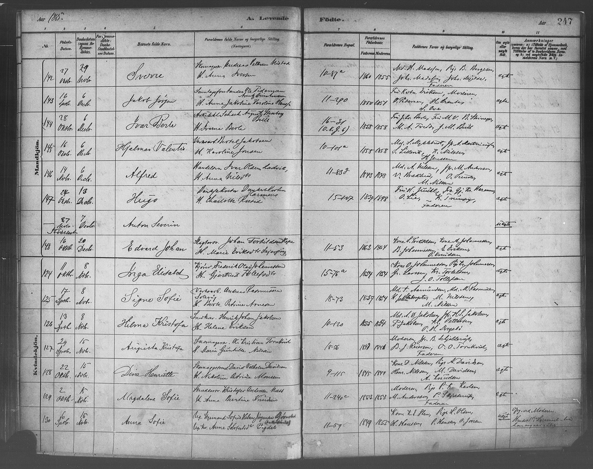 Domkirken sokneprestembete, AV/SAB-A-74801/H/Haa/L0023: Parish register (official) no. B 6, 1879-1887, p. 247