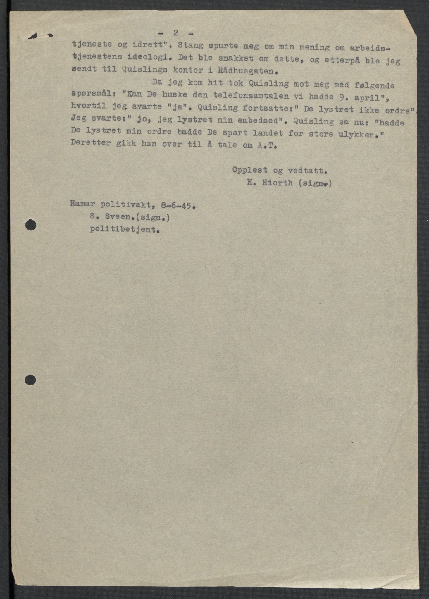 Landssvikarkivet, Oslo politikammer, AV/RA-S-3138-01/D/Da/L0003: Dnr. 29, 1945, p. 1364