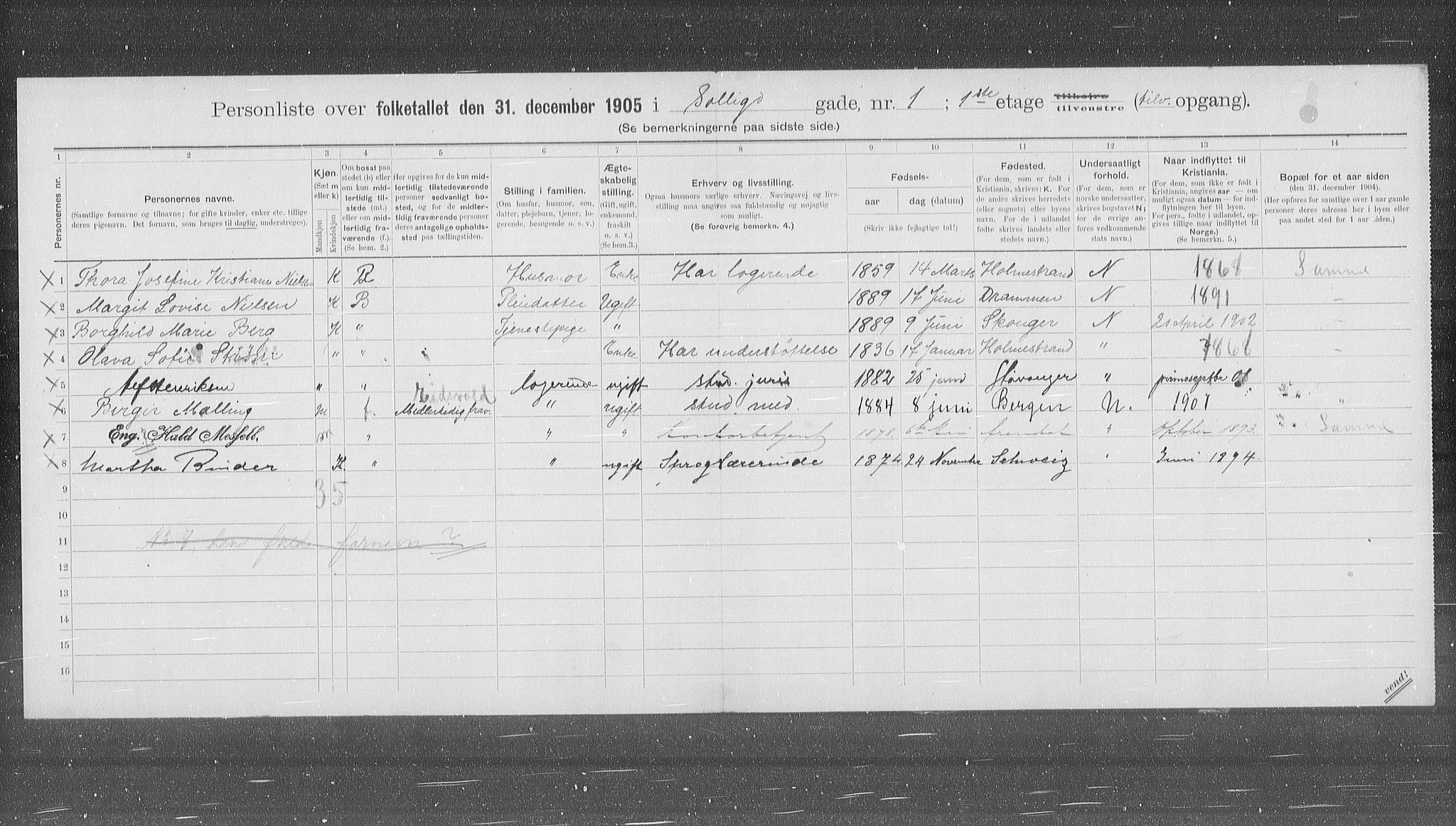 OBA, Municipal Census 1905 for Kristiania, 1905, p. 51693