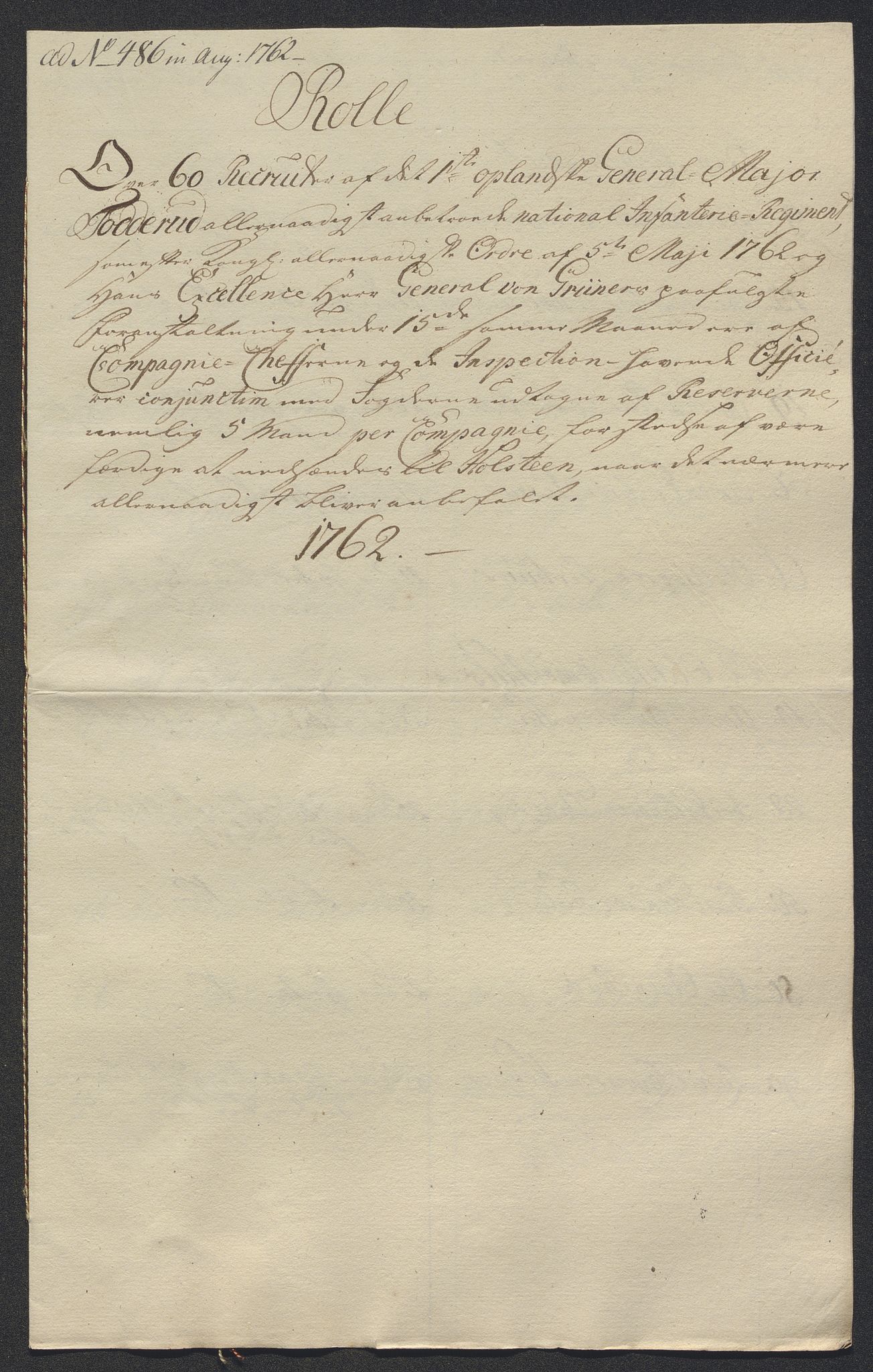 Kommanderende general (KG I) med Det norske krigsdirektorium, AV/RA-EA-5419/E/Ec/L0021: Ruller over nedkommanderte mannskap, 1758-1762, p. 679