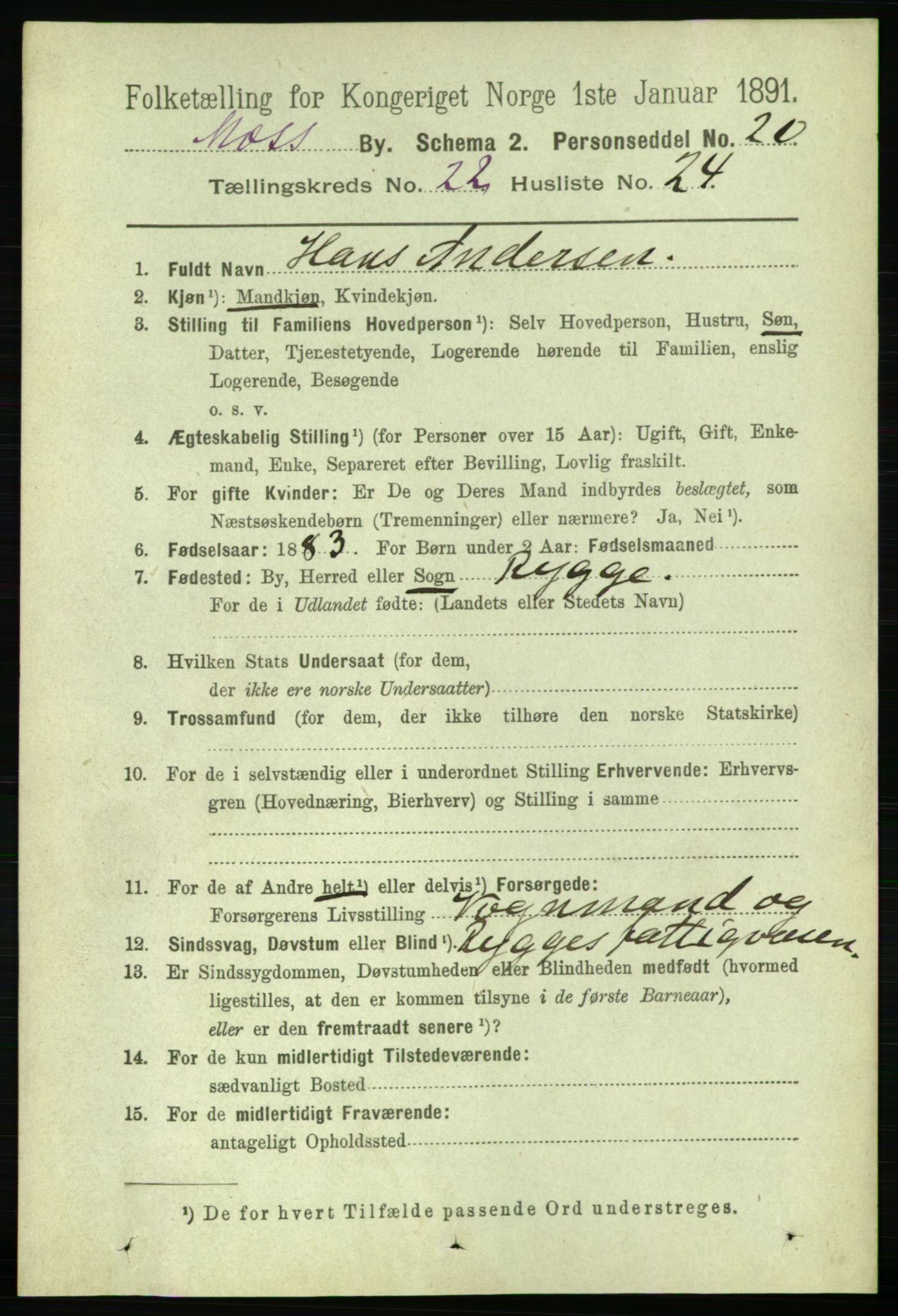 RA, 1891 census for 0104 Moss, 1891, p. 9698