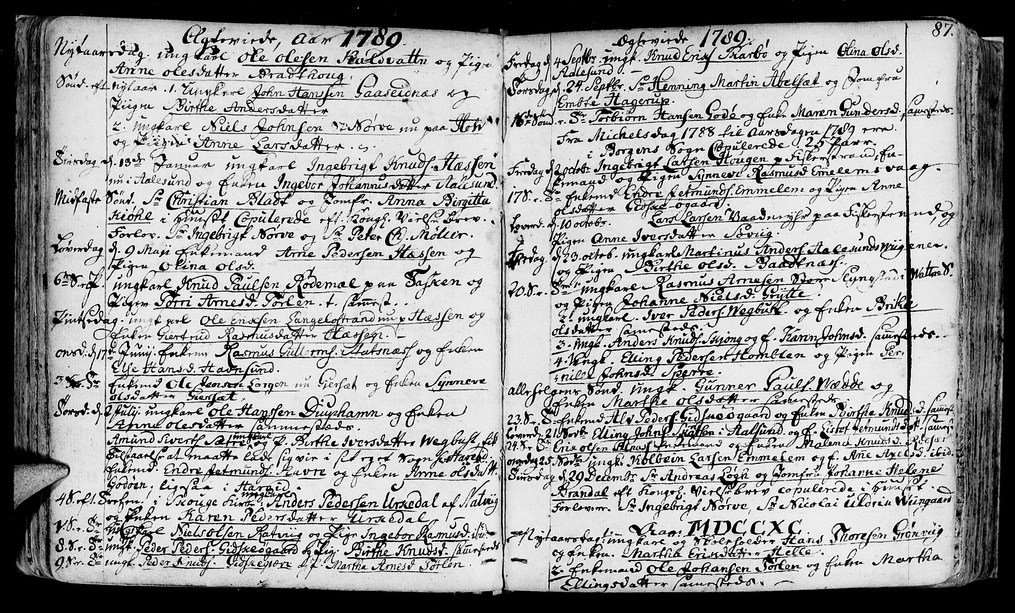 Ministerialprotokoller, klokkerbøker og fødselsregistre - Møre og Romsdal, SAT/A-1454/528/L0392: Parish register (official) no. 528A03, 1762-1800, p. 87
