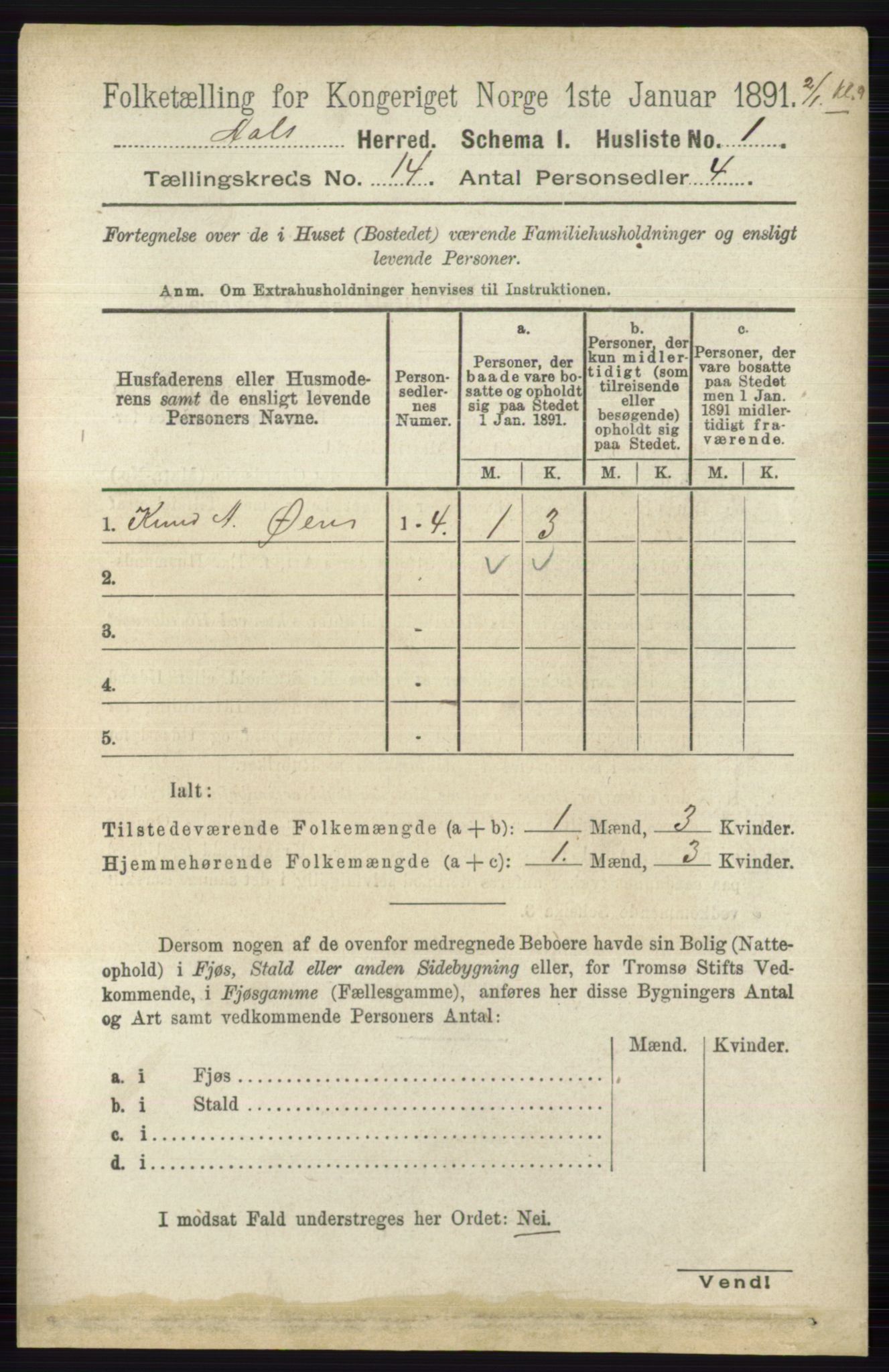 RA, 1891 census for 0619 Ål, 1891, p. 3508