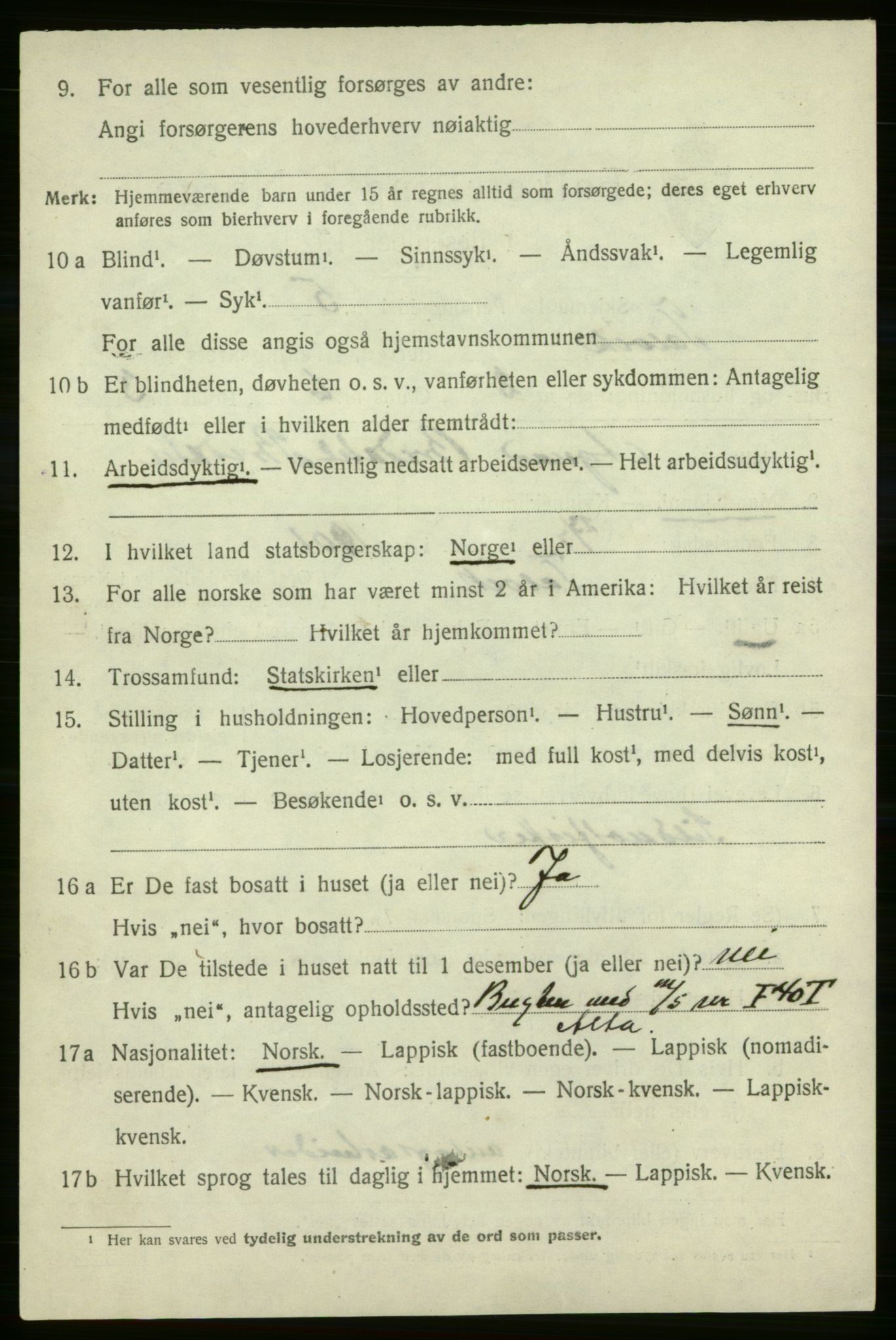 SATØ, 1920 census for Talvik, 1920, p. 1559