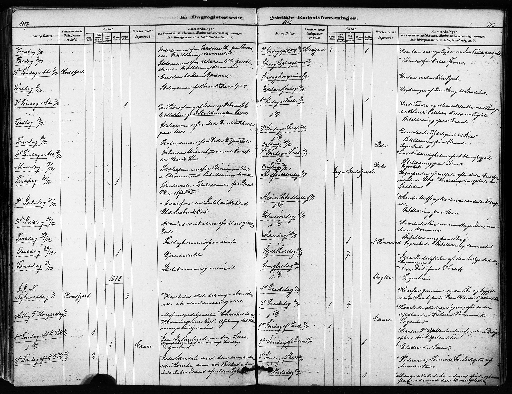 Kvæfjord sokneprestkontor, SATØ/S-1323/G/Ga/Gaa/L0005kirke: Parish register (official) no. 5, 1878-1894, p. 373