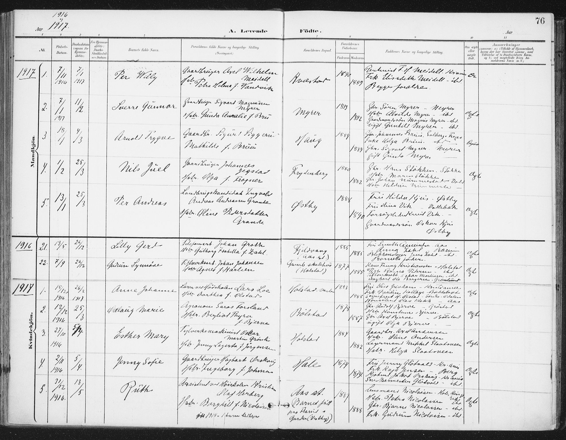 Ås prestekontor Kirkebøker, SAO/A-10894/F/Fa/L0010: Parish register (official) no. I 10, 1900-1918, p. 76