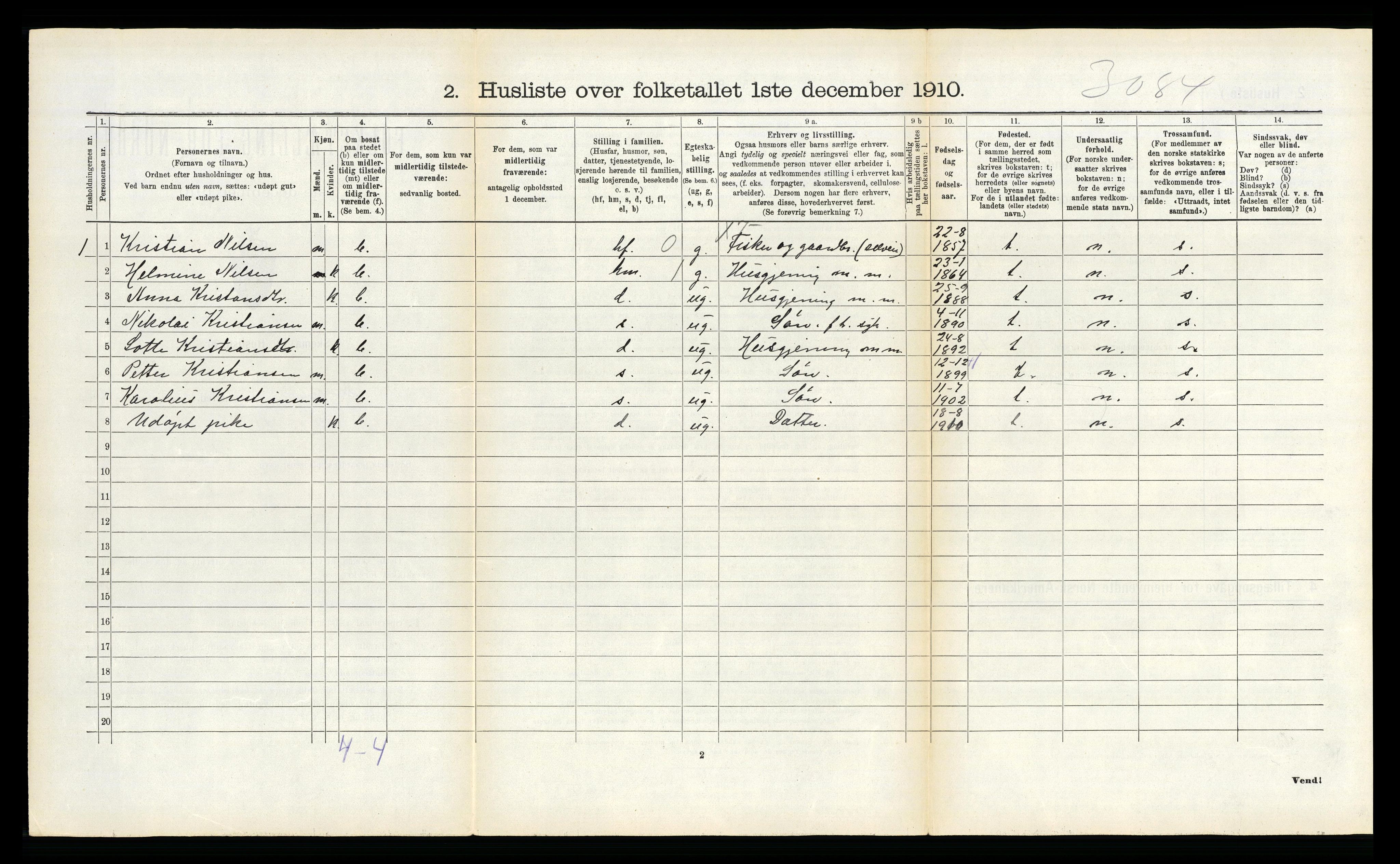 RA, 1910 census for Dverberg, 1910, p. 639