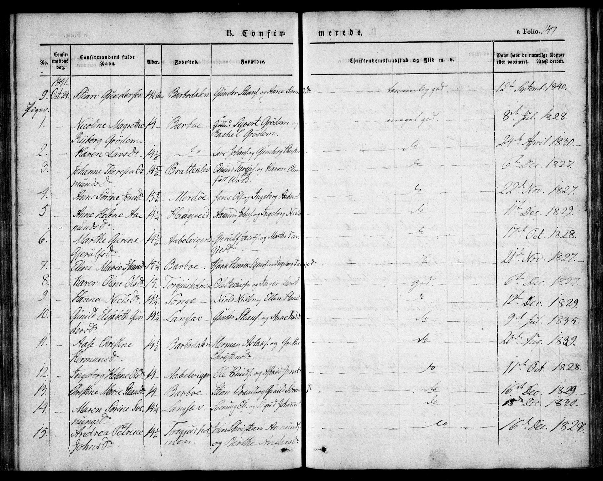 Tromøy sokneprestkontor, SAK/1111-0041/F/Fa/L0004: Parish register (official) no. A 4, 1837-1846, p. 147