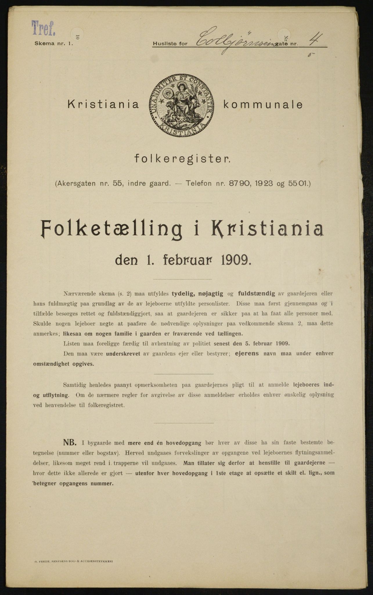 OBA, Municipal Census 1909 for Kristiania, 1909, p. 11673