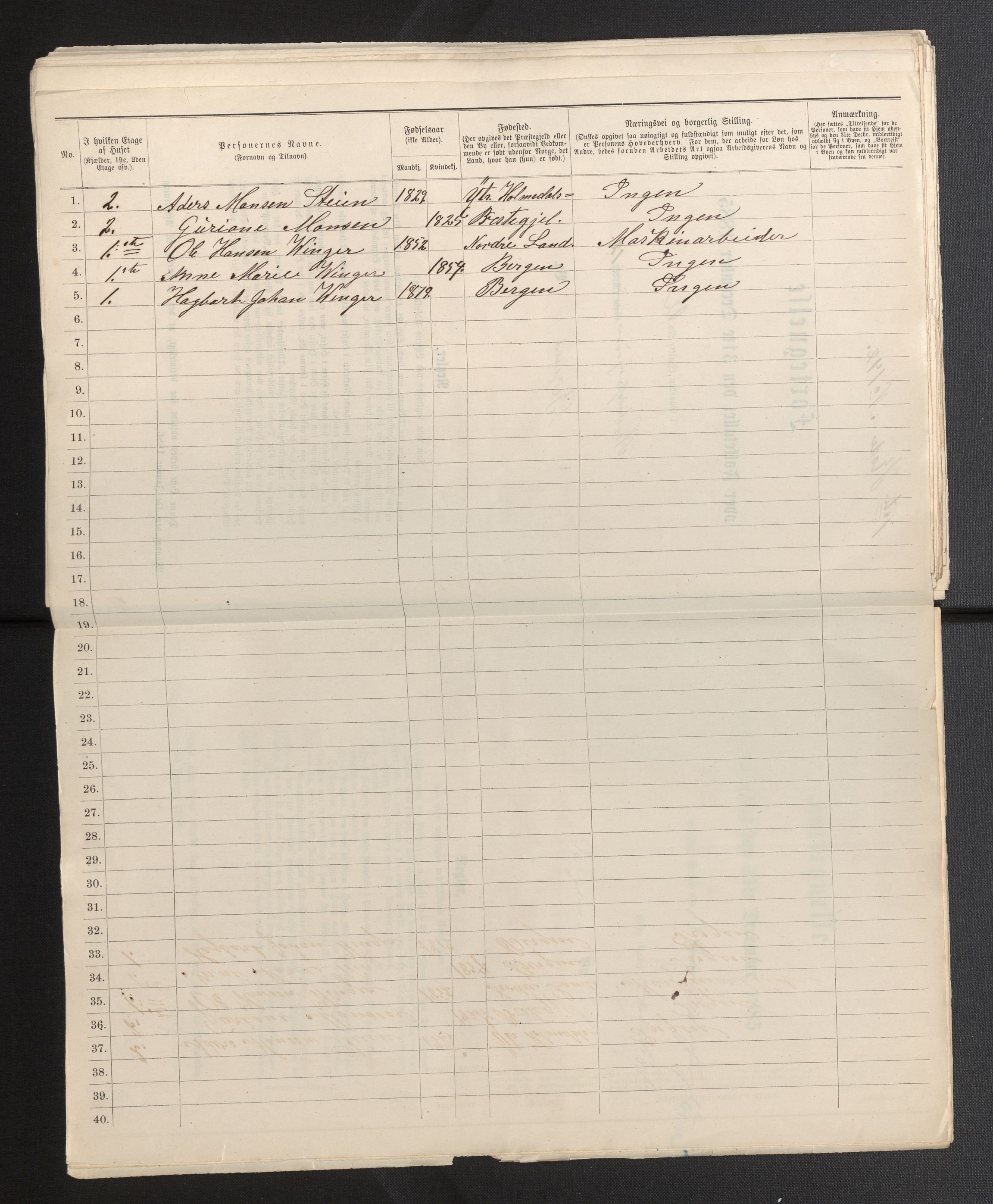 SAB, 1885 census for 1301 Bergen, 1885, p. 4363