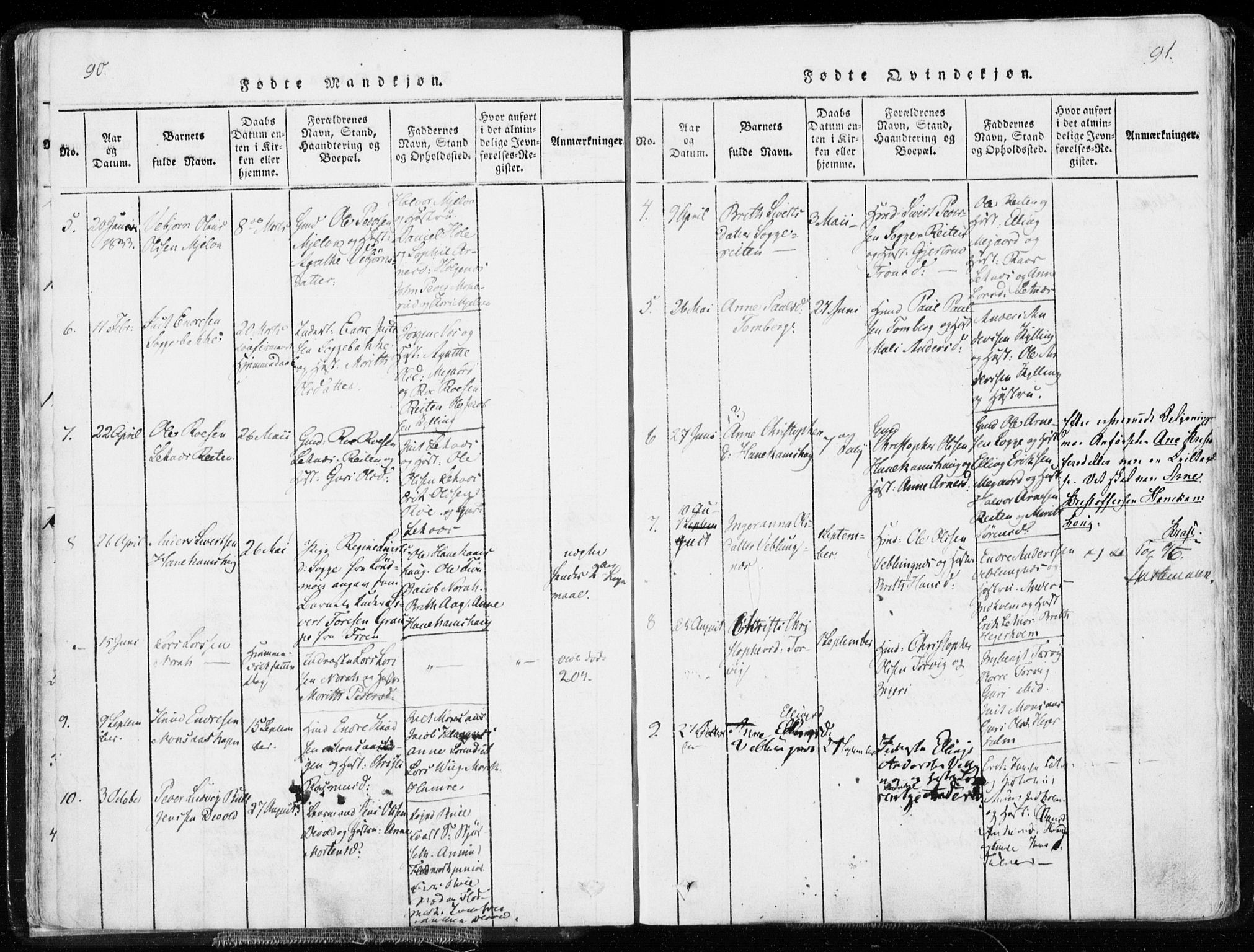 Ministerialprotokoller, klokkerbøker og fødselsregistre - Møre og Romsdal, SAT/A-1454/544/L0571: Parish register (official) no. 544A04, 1818-1853, p. 90-91