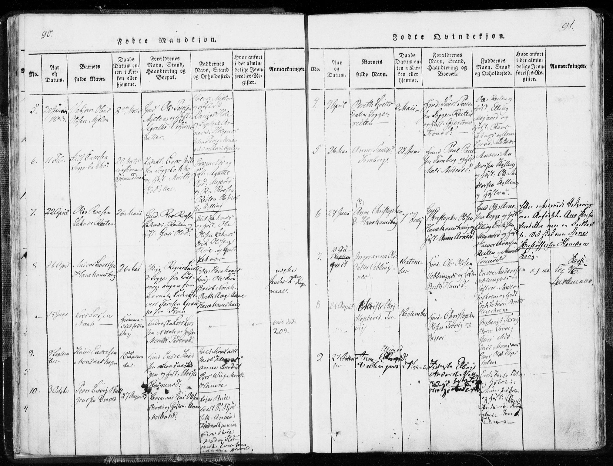 Ministerialprotokoller, klokkerbøker og fødselsregistre - Møre og Romsdal, AV/SAT-A-1454/544/L0571: Parish register (official) no. 544A04, 1818-1853, p. 90-91