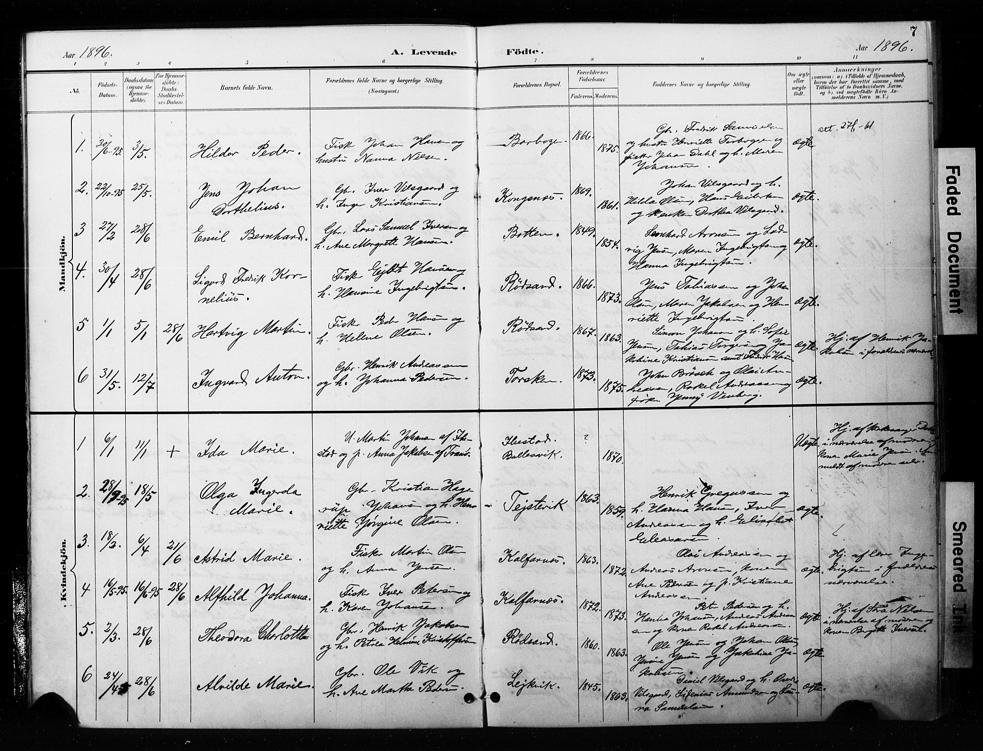 Berg sokneprestkontor, AV/SATØ-S-1318/G/Ga/Gaa/L0006kirke: Parish register (official) no. 6, 1894-1904, p. 7