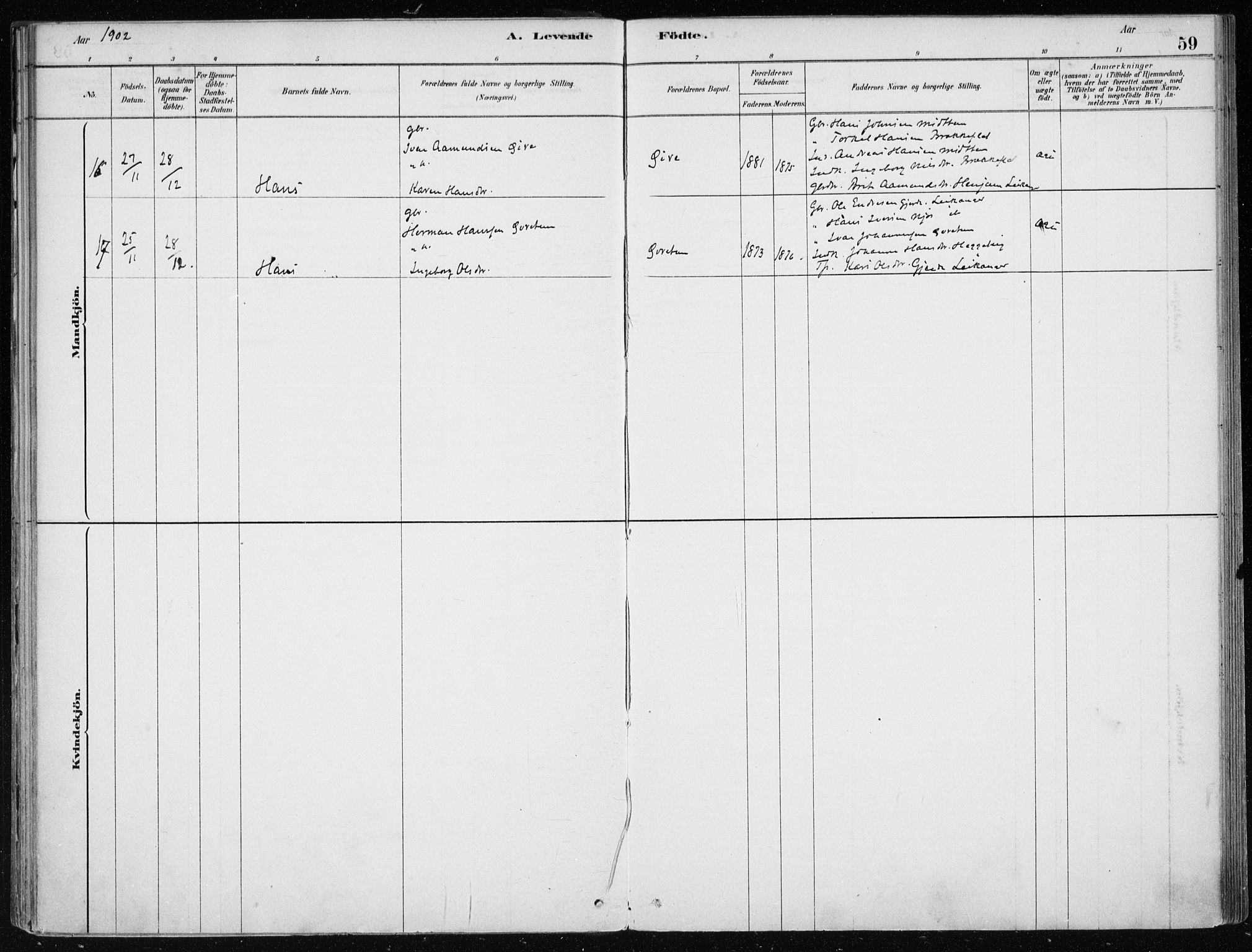 Sogndal sokneprestembete, AV/SAB-A-81301/H/Haa/Haac/L0001: Parish register (official) no. C 1, 1878-1907, p. 59