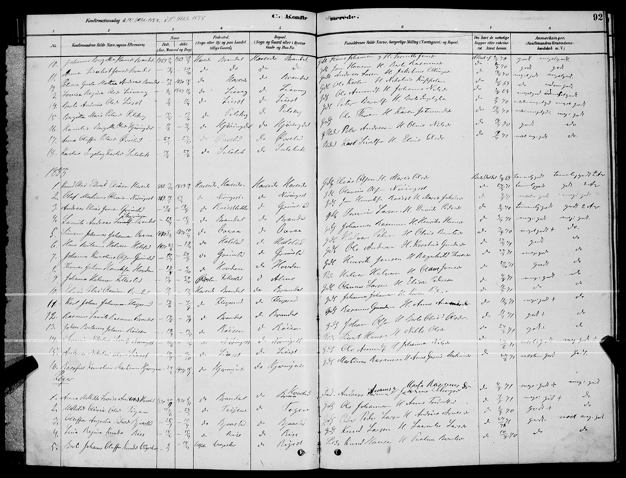 Ministerialprotokoller, klokkerbøker og fødselsregistre - Møre og Romsdal, AV/SAT-A-1454/510/L0125: Parish register (copy) no. 510C02, 1878-1900, p. 92