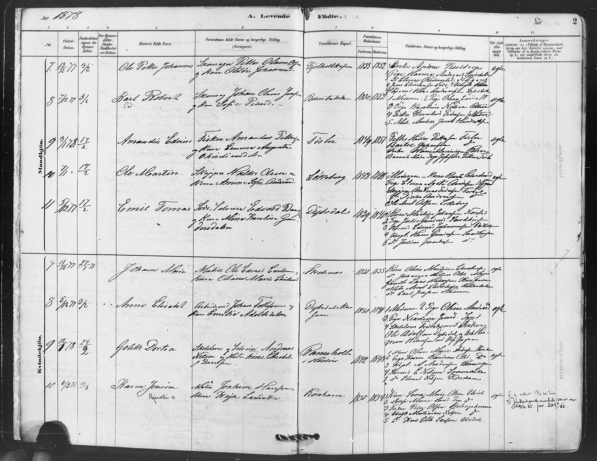 Hvaler prestekontor Kirkebøker, AV/SAO-A-2001/F/Fa/L0008: Parish register (official) no. I 8, 1878-1895, p. 2