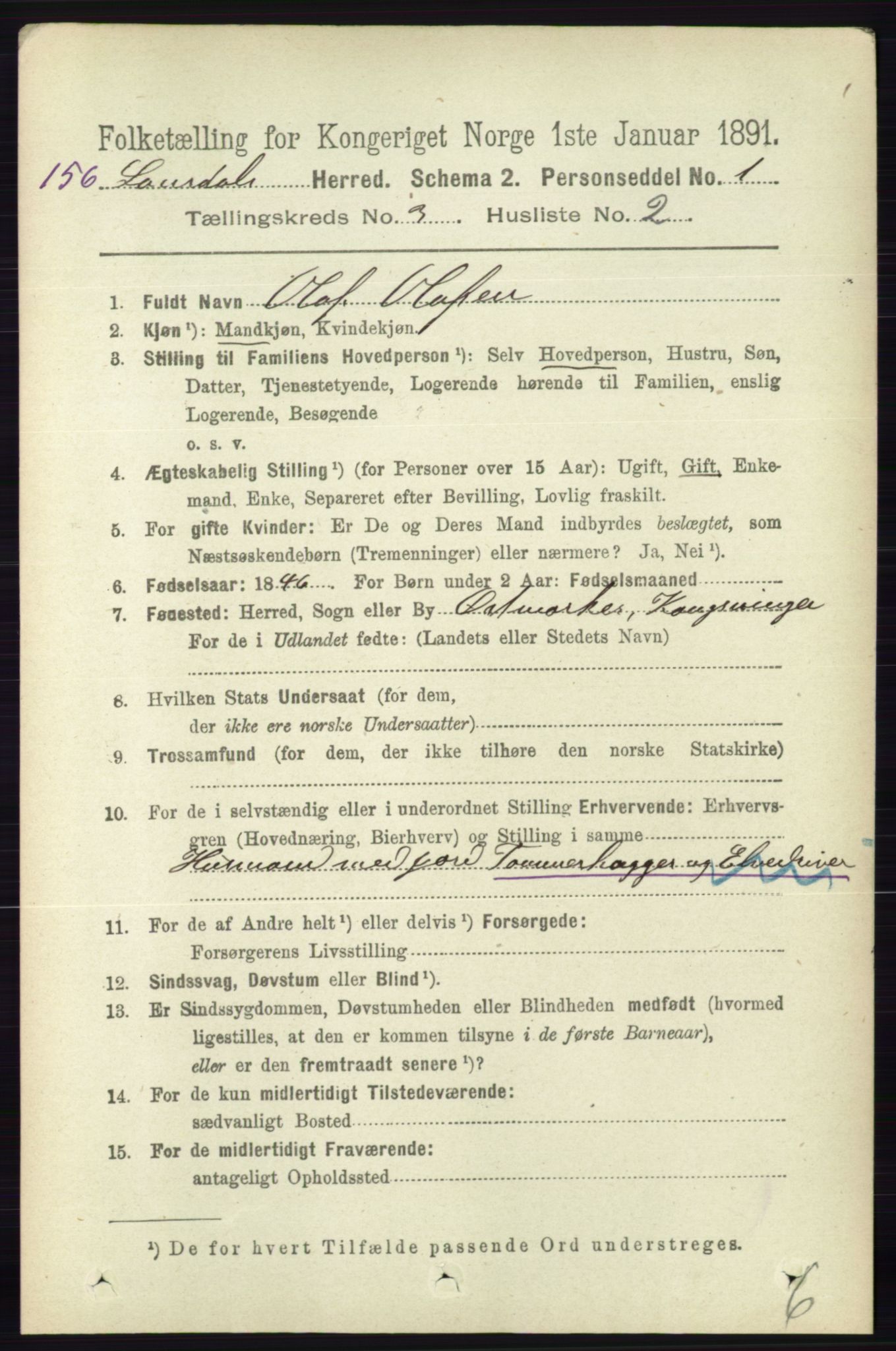 RA, 1891 census for 0833 Lårdal, 1891, p. 810