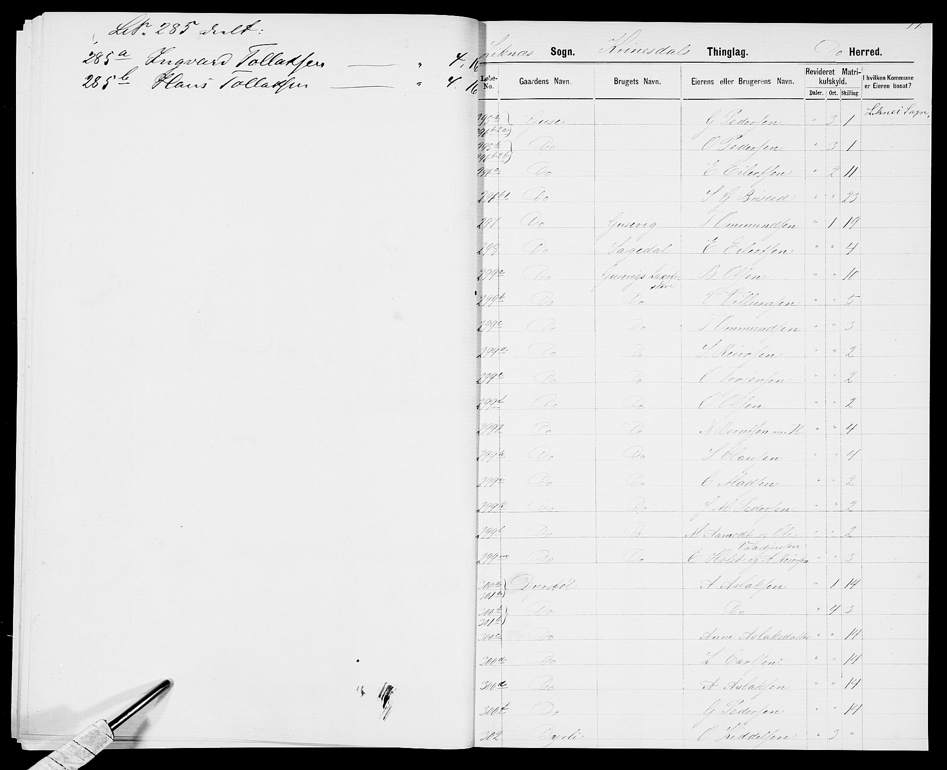 SAK, 1875 census for 1037P Kvinesdal, 1875, p. 17