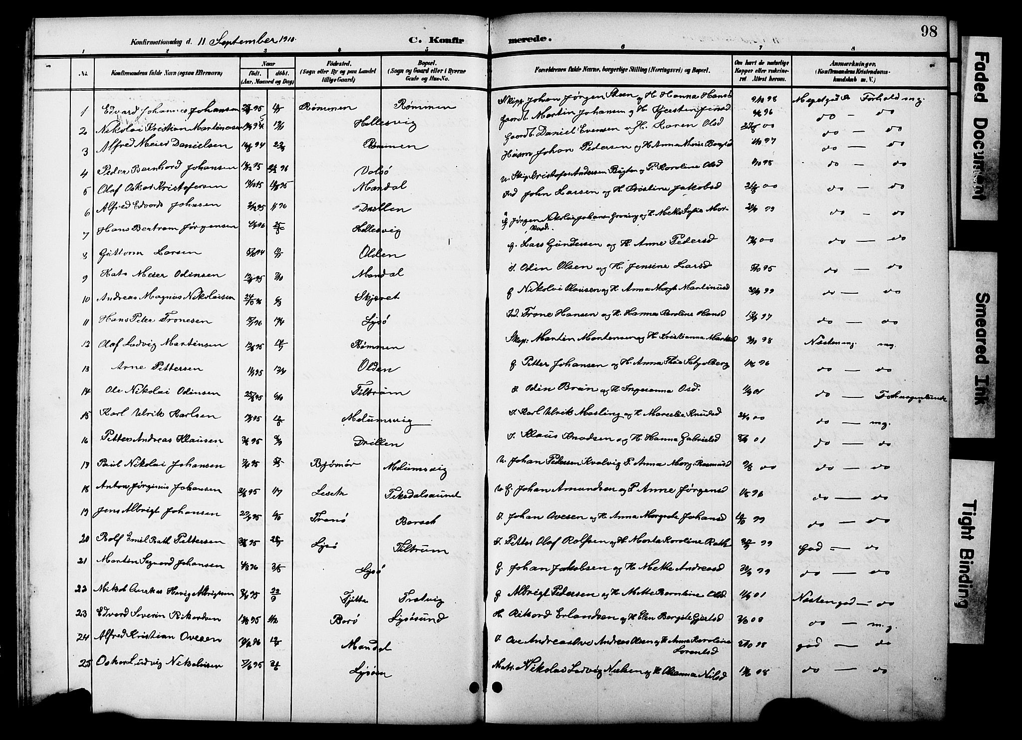 Ministerialprotokoller, klokkerbøker og fødselsregistre - Sør-Trøndelag, SAT/A-1456/654/L0666: Parish register (copy) no. 654C02, 1901-1925, p. 98