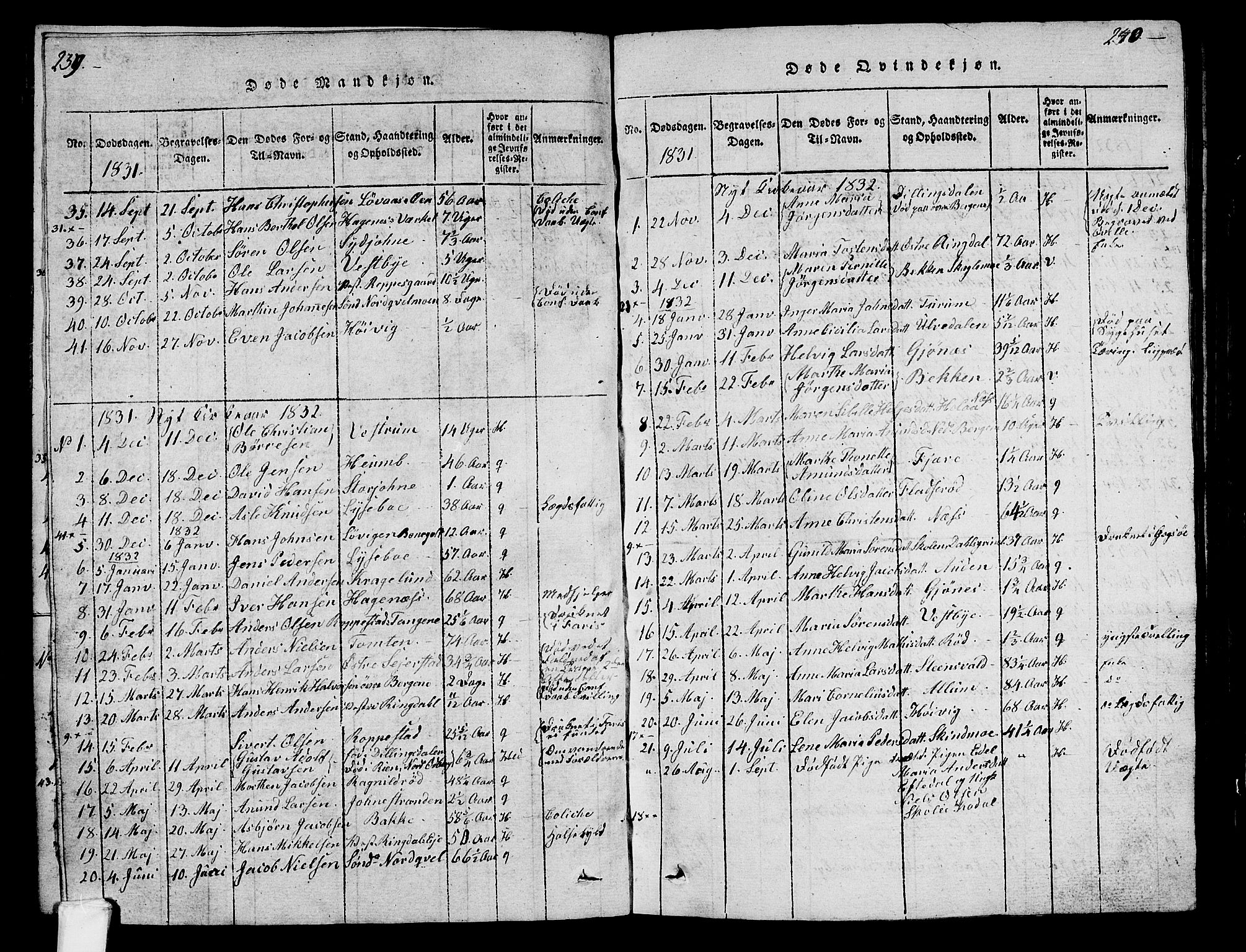 Hedrum kirkebøker, AV/SAKO-A-344/G/Ga/L0003: Parish register (copy) no. I 3, 1817-1835, p. 239-240