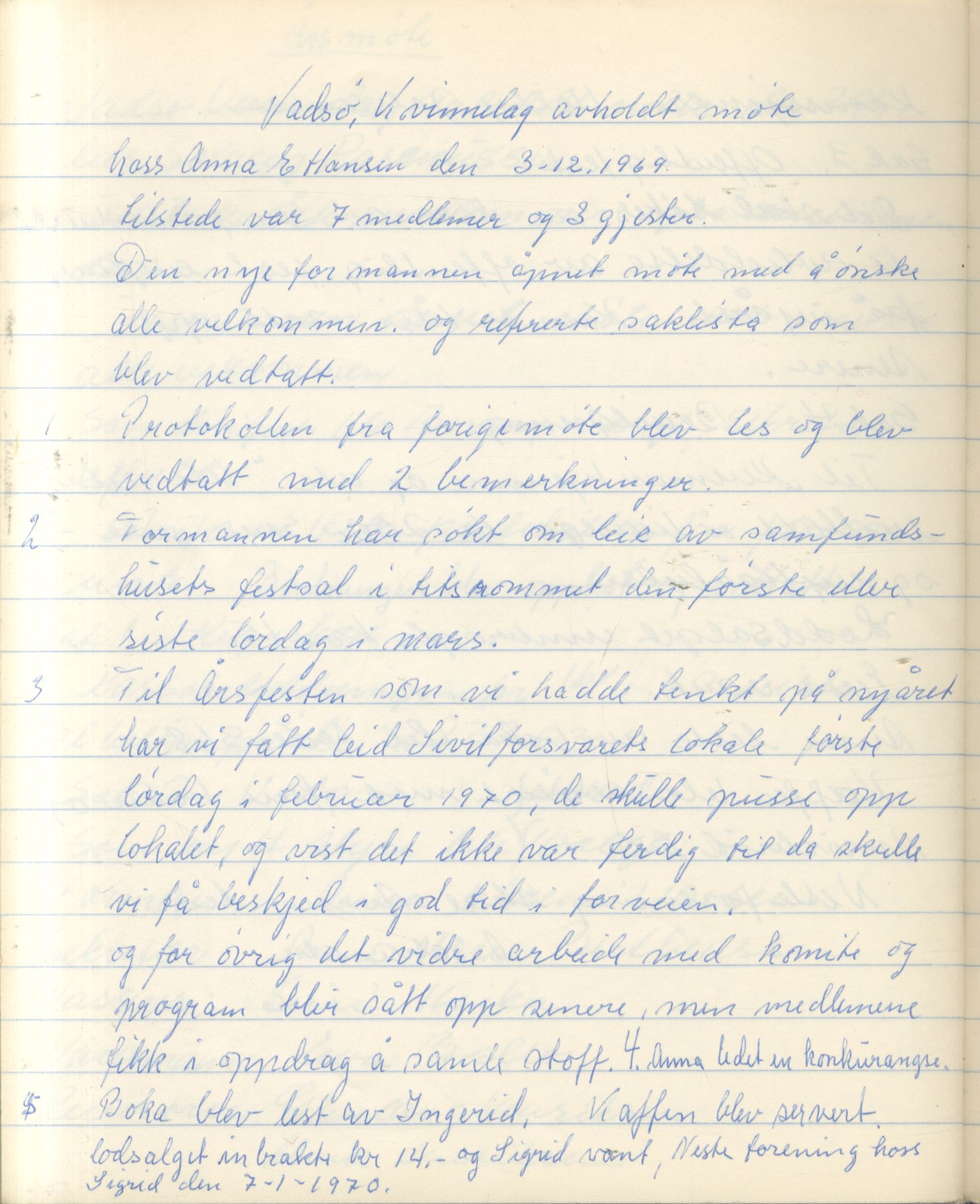 Vadsø Kvinnelag, FMFB/A-1054/A/L0002: Møteprotokoll, 1966-1971, p. 76