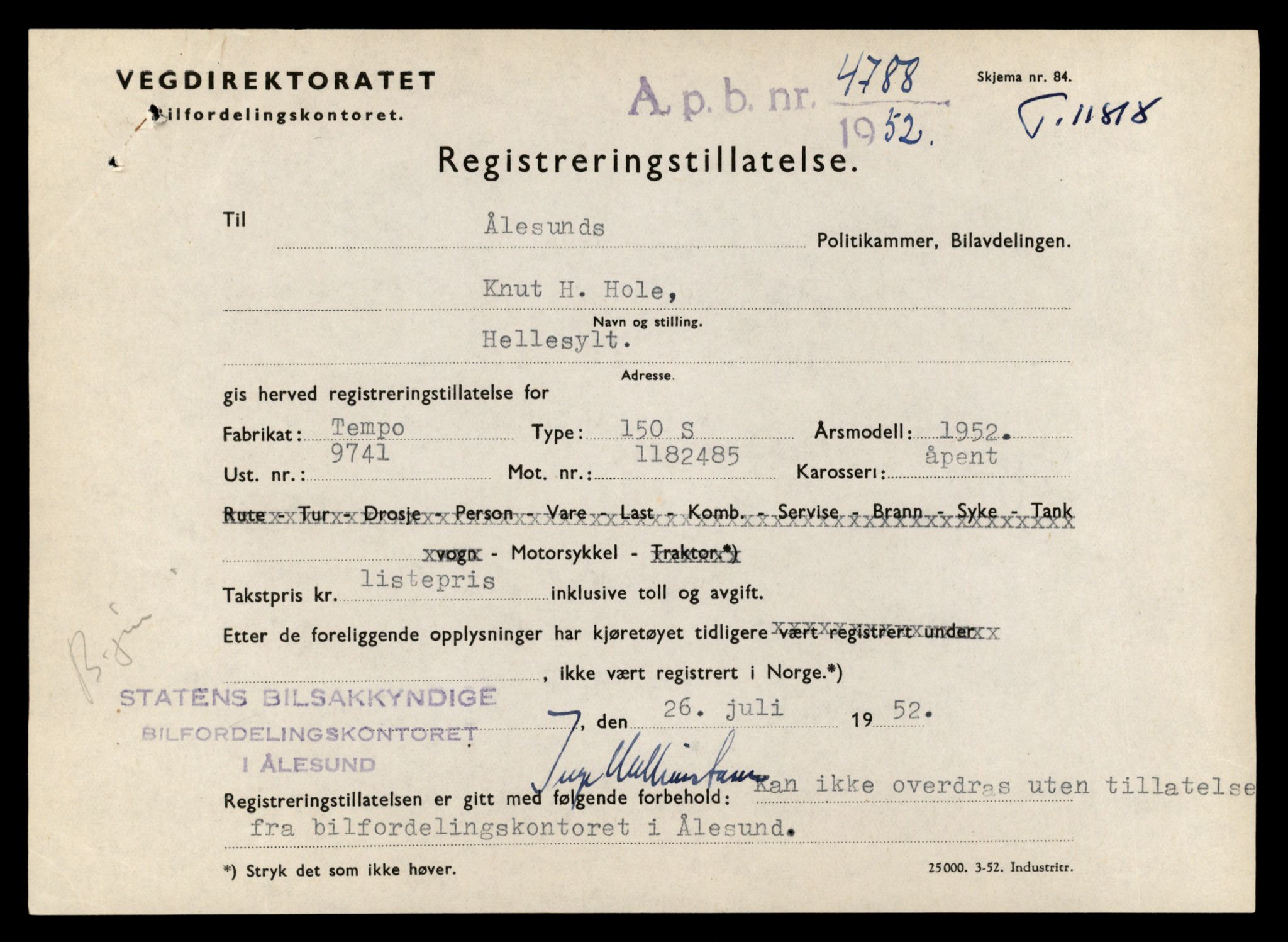 Møre og Romsdal vegkontor - Ålesund trafikkstasjon, AV/SAT-A-4099/F/Fe/L0031: Registreringskort for kjøretøy T 11800 - T 11996, 1927-1998, p. 385
