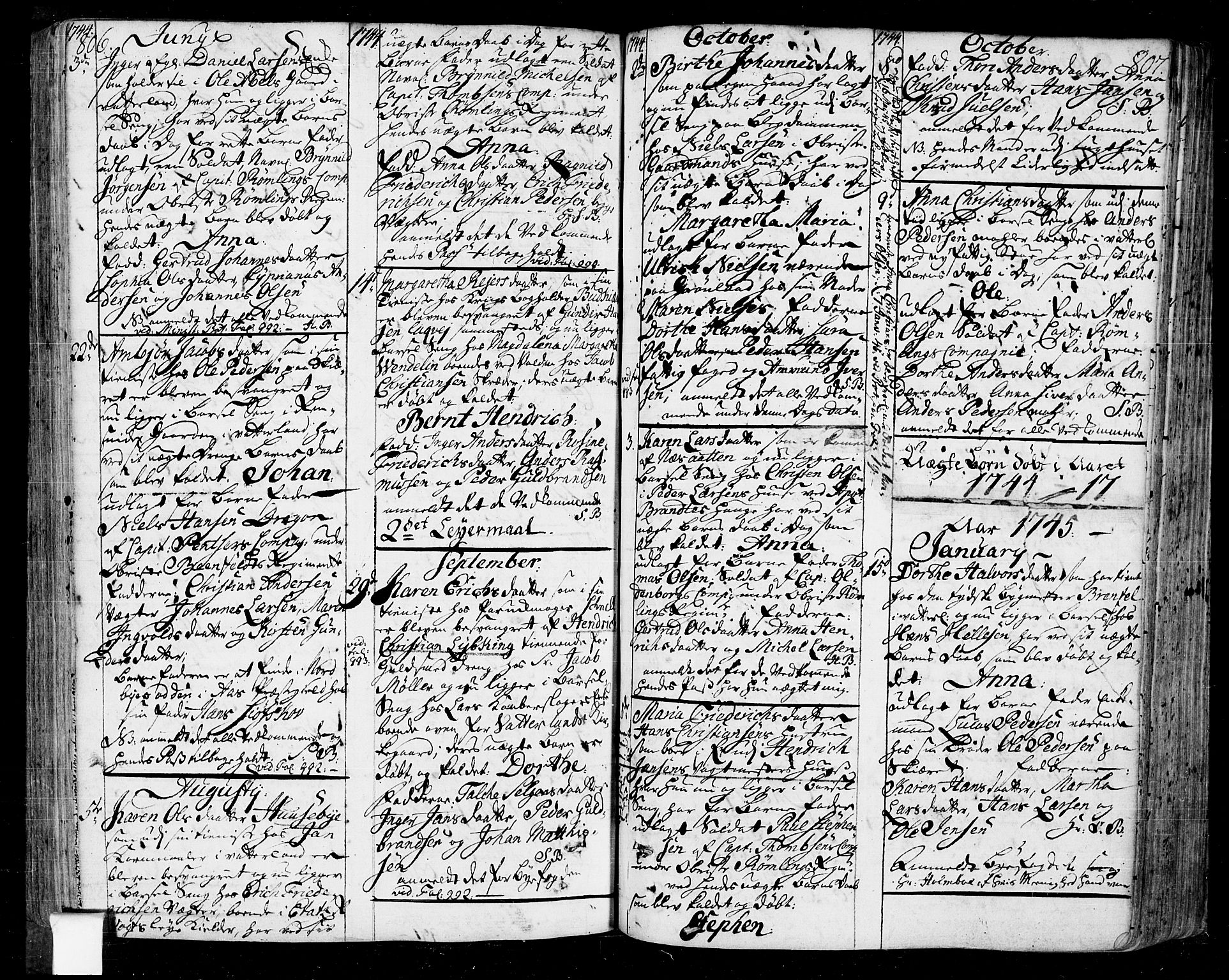 Oslo domkirke Kirkebøker, SAO/A-10752/F/Fa/L0004: Parish register (official) no. 4, 1743-1786, p. 806-807