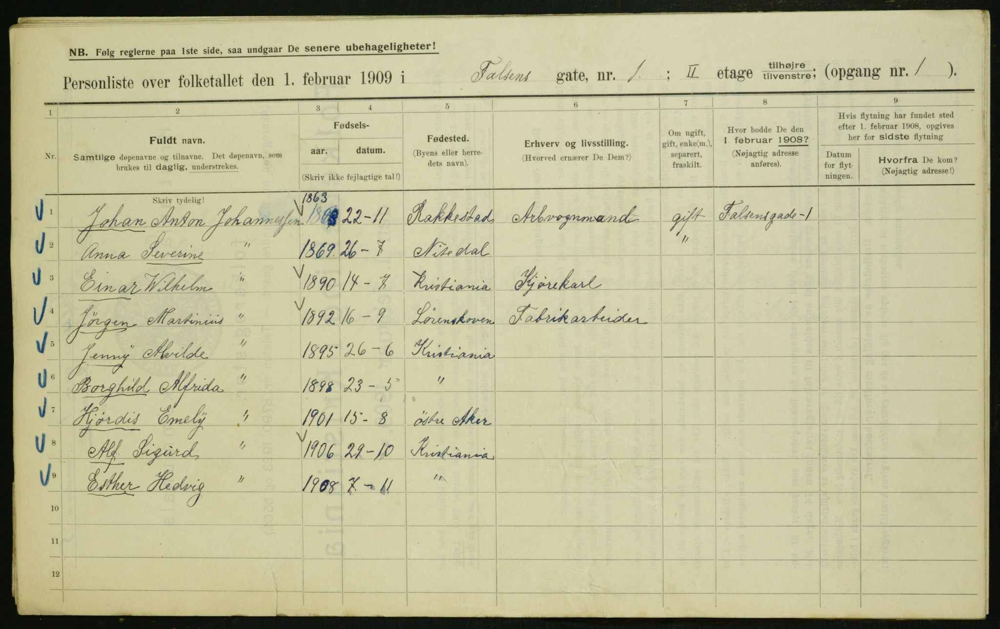 OBA, Municipal Census 1909 for Kristiania, 1909, p. 20977