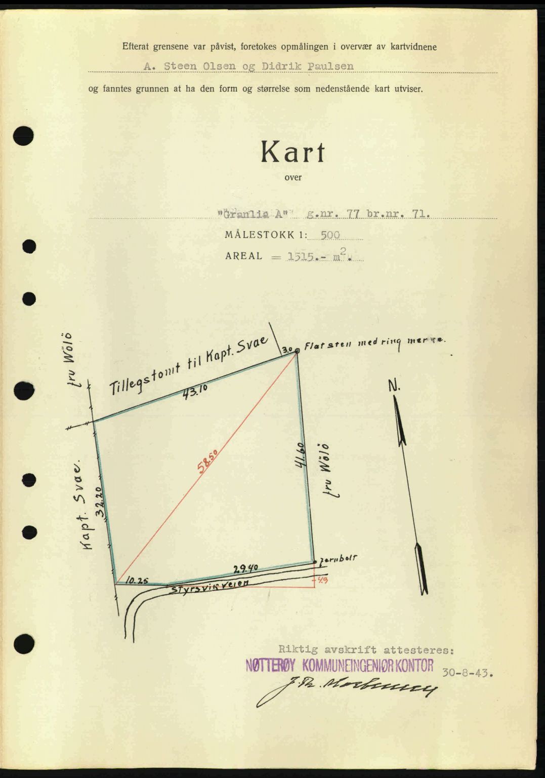 Tønsberg sorenskriveri, AV/SAKO-A-130/G/Ga/Gaa/L0014: Mortgage book no. A14, 1943-1944, Diary no: : 2515/1943