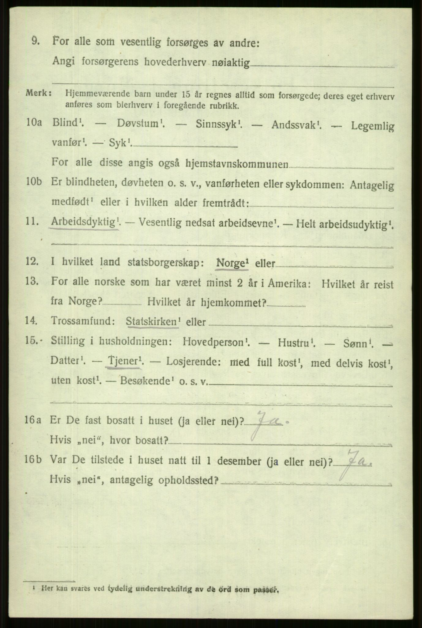 SAB, 1920 census for Vossestrand, 1920, p. 3893