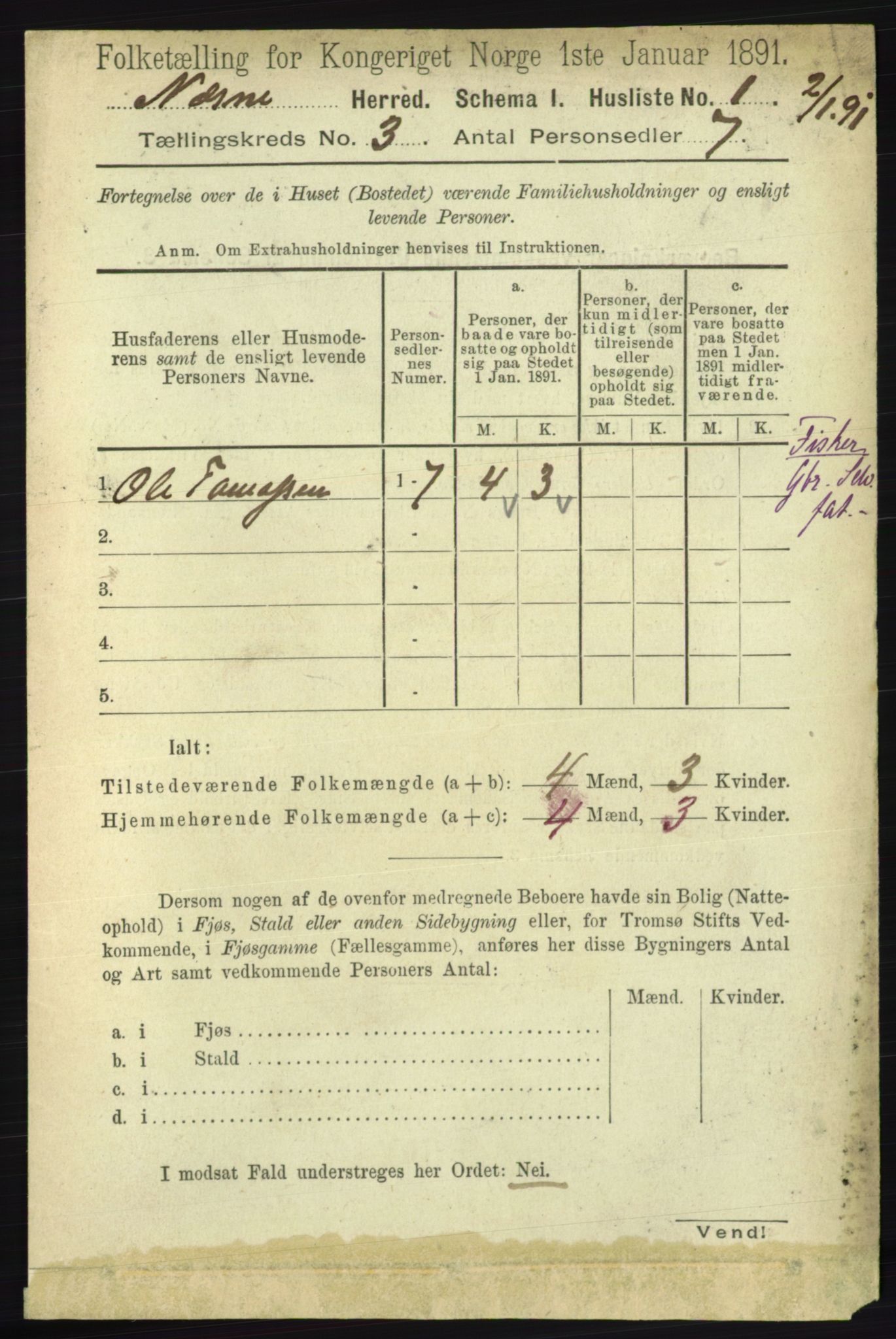 RA, 1891 census for 1828 Nesna, 1891, p. 1404