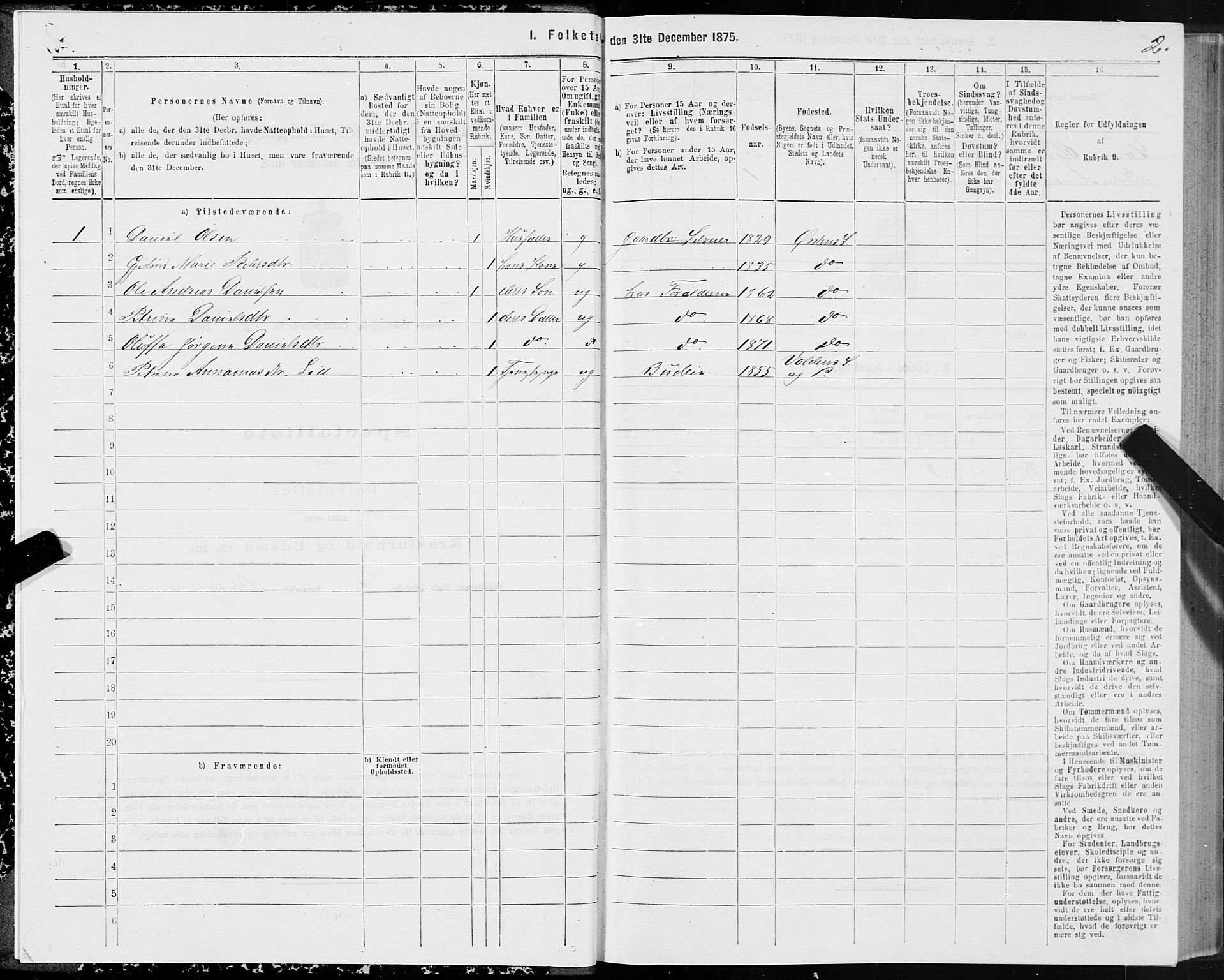 SAT, 1875 census for 1519P Volda, 1875, p. 2002