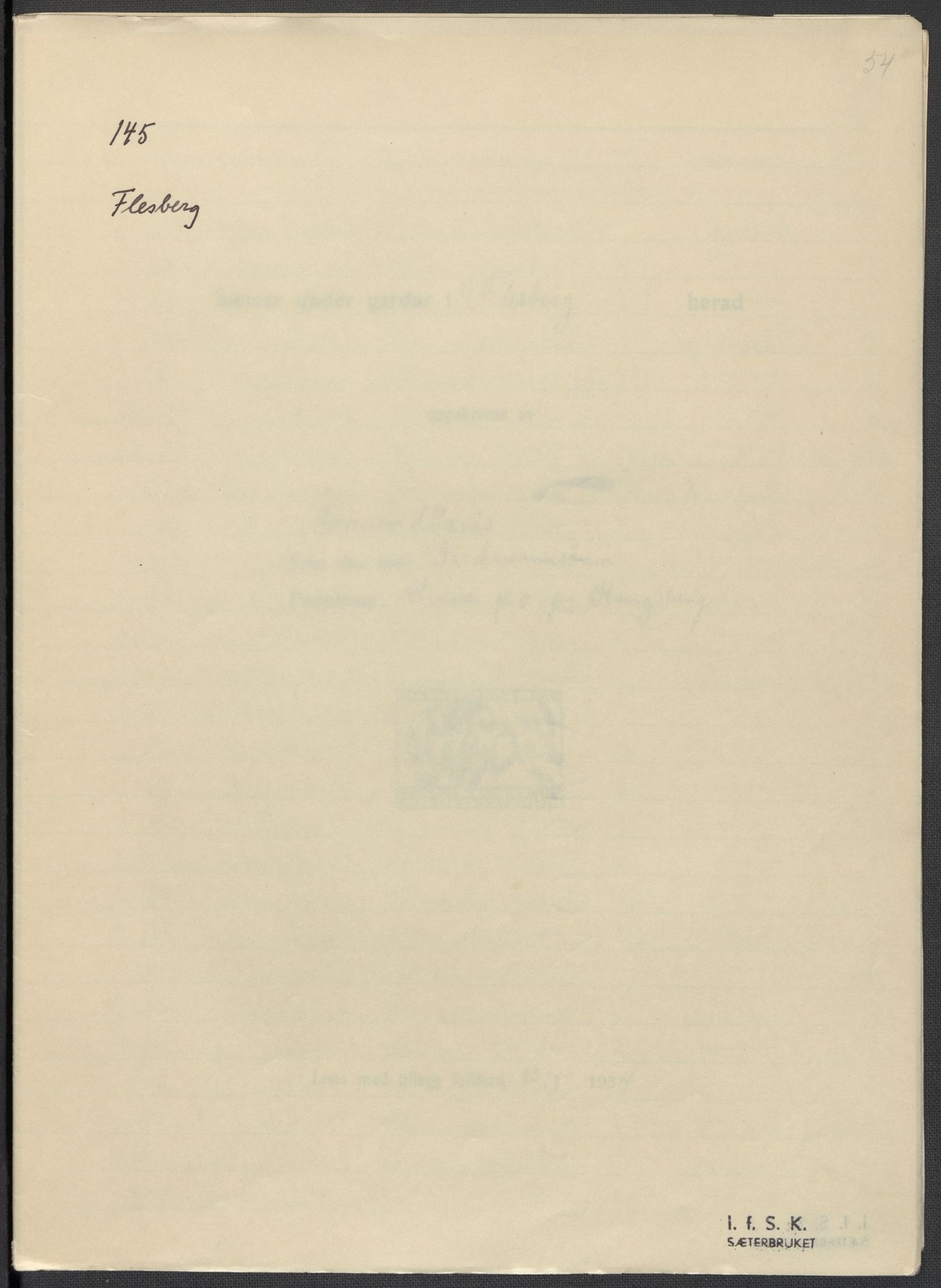 Instituttet for sammenlignende kulturforskning, AV/RA-PA-0424/F/Fc/L0006/0002: Eske B6: / Buskerud (perm XIV), 1934-1940, p. 54