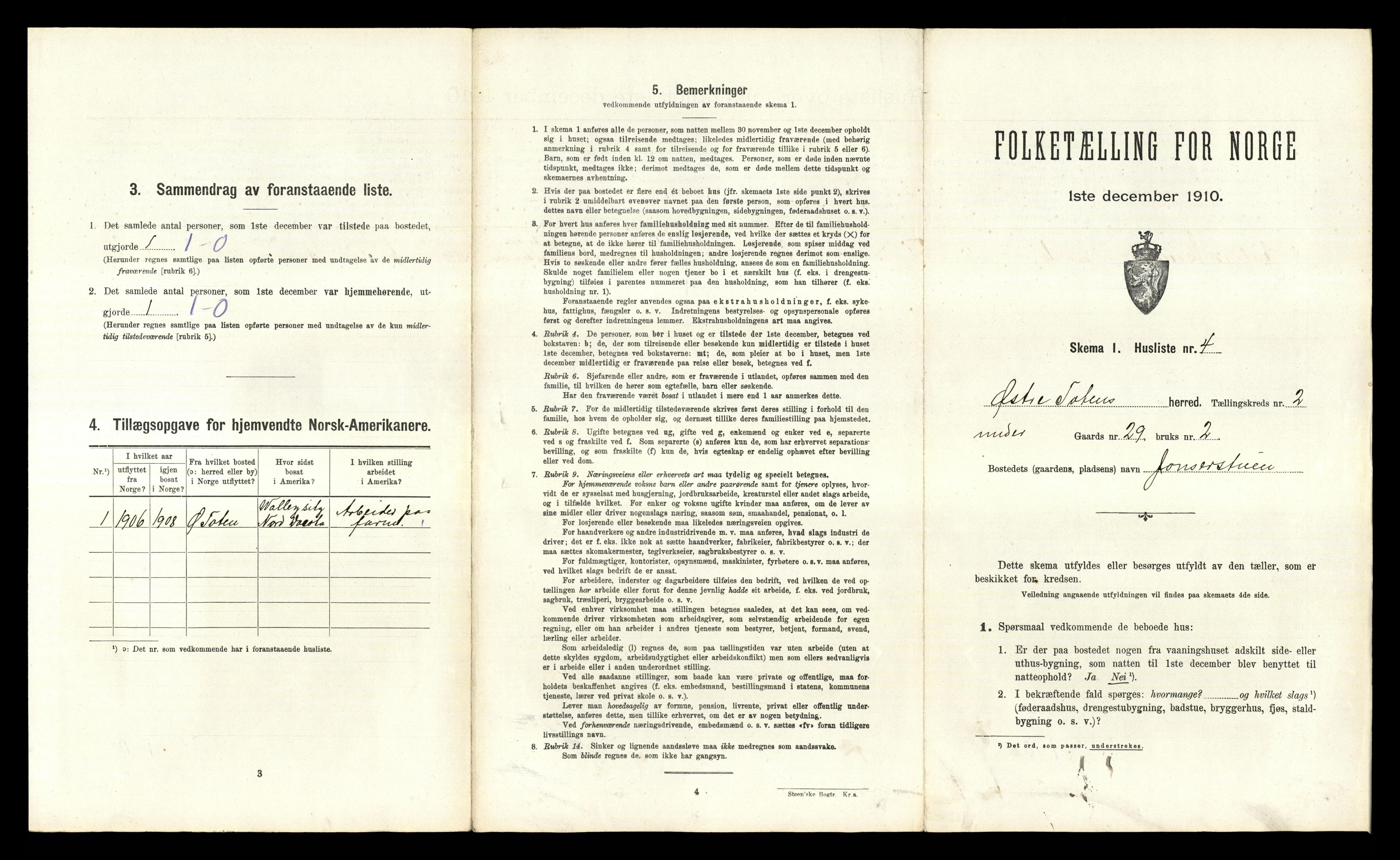 RA, 1910 census for Østre Toten, 1910, p. 239