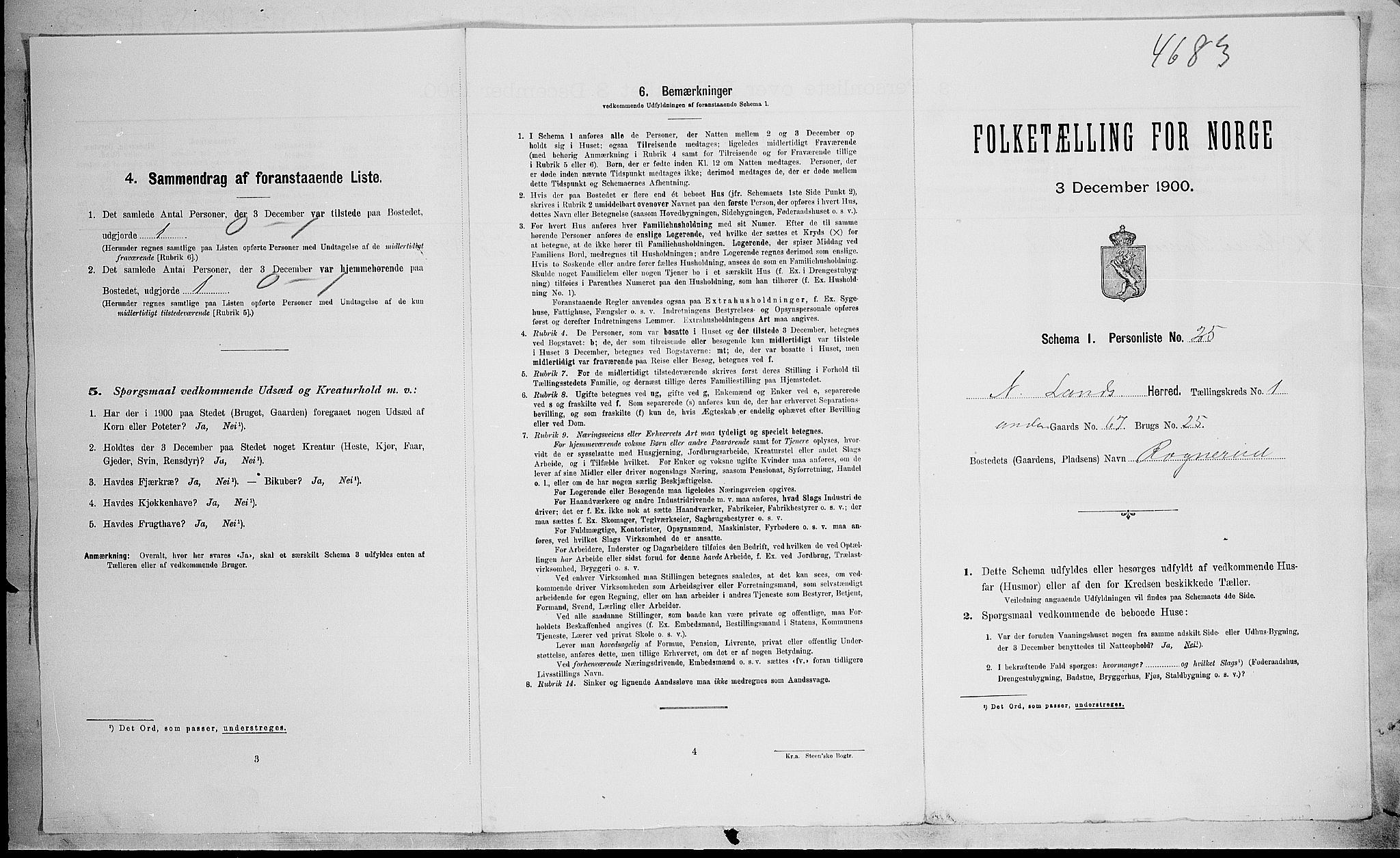 SAH, 1900 census for Nordre Land, 1900, p. 176